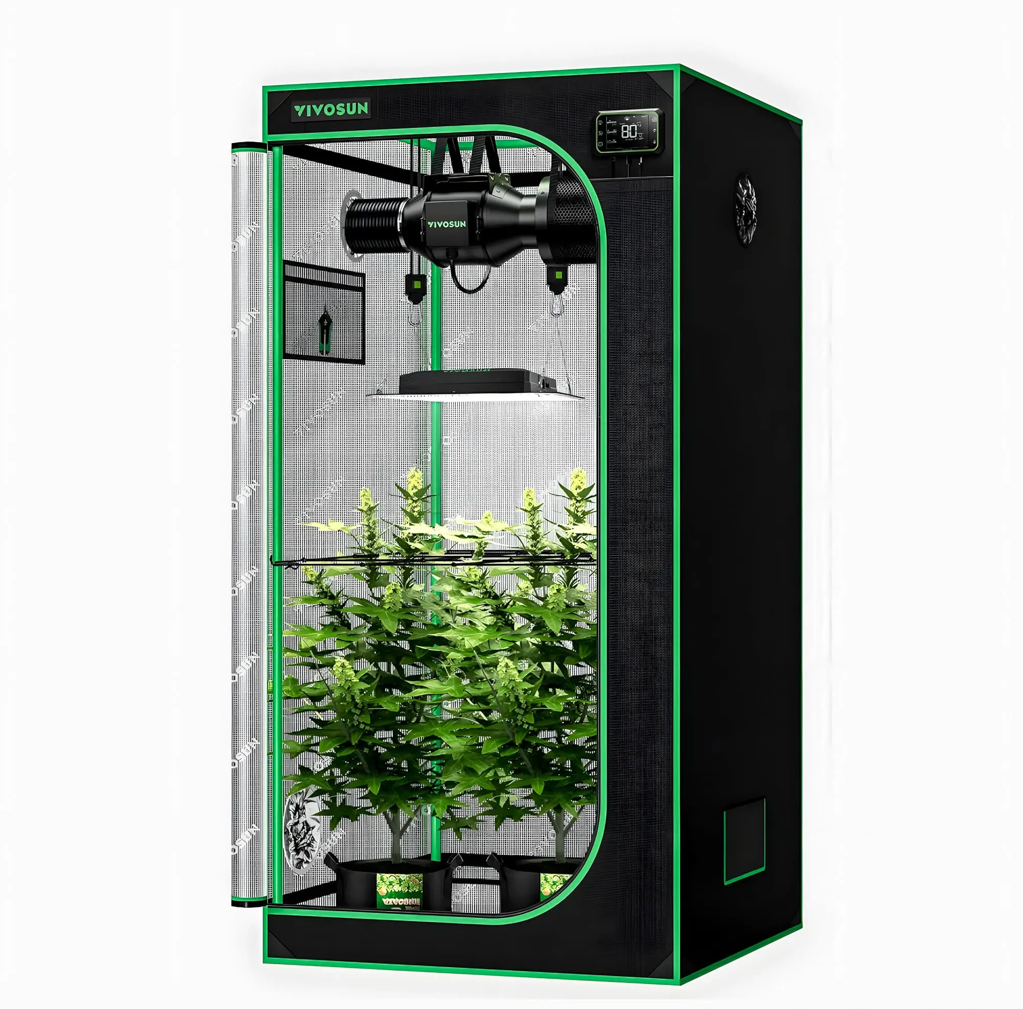 Vivosun Smart Growbox 80x80x160 cm mit AeroLight LED, AeroZesh Belüftung und GrowHub Controller 2