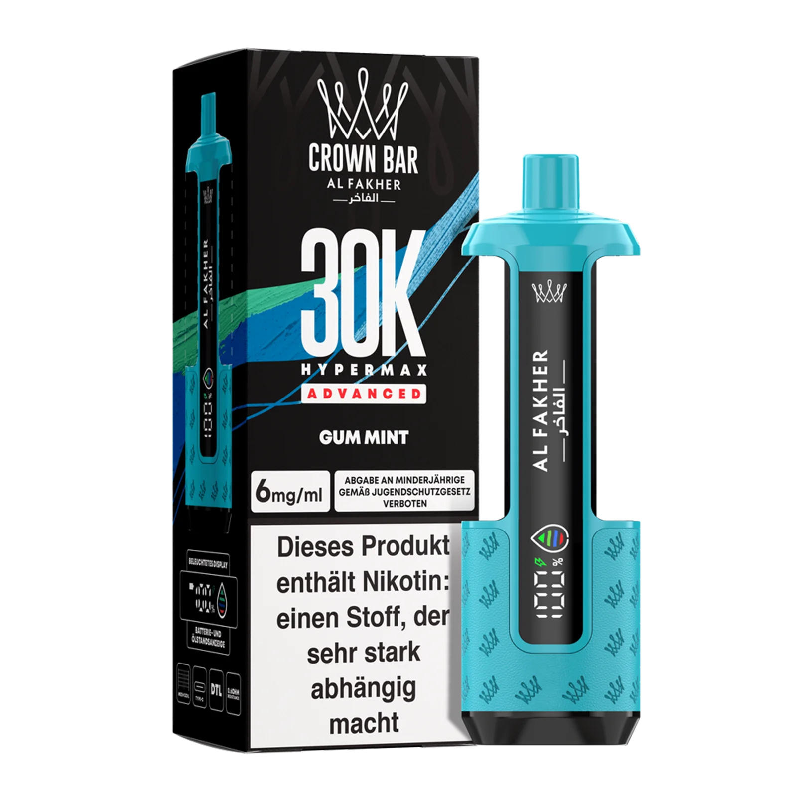 Al Fakher - Crown Bar - Hypermax - Advanced - 30K - Gum Mint2