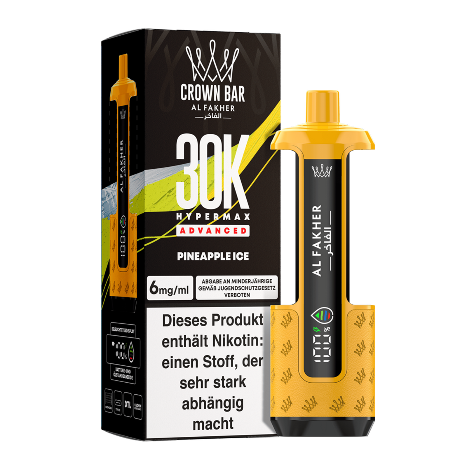 Al Fakher - Crown Bar - Hypermax - Advanced - 30K - Pineapple Ice 2