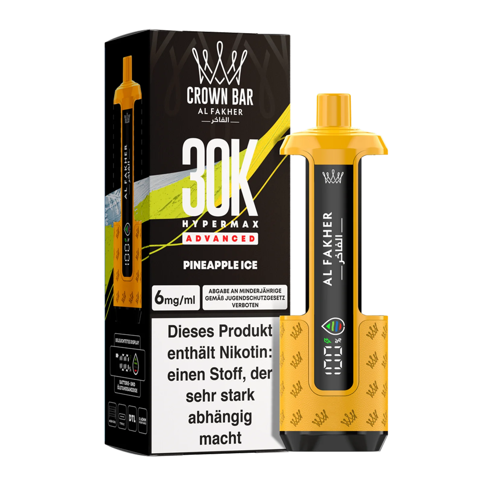 Al Fakher - Crown Bar - Hypermax - Advanced - 30K - Pineapple Ice 2