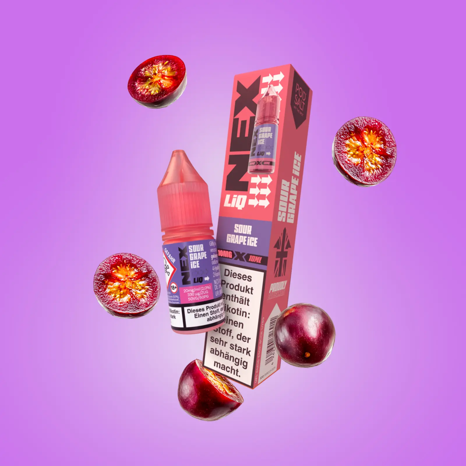 NexLiq - Pod Salt- NicSalt - 10 ml 10 mg Sour Grape Ice 1