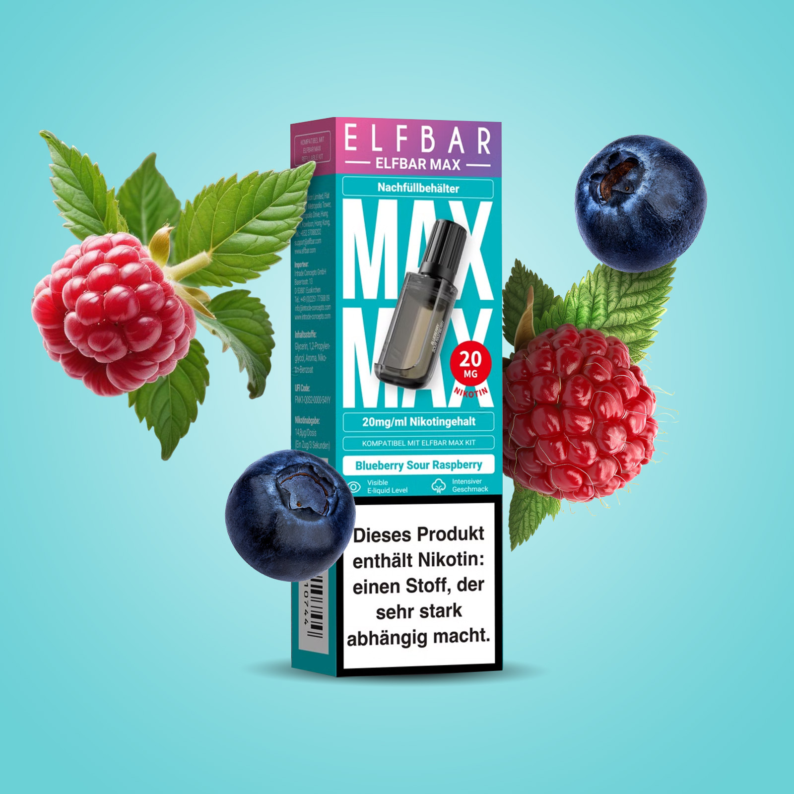 Elf Bar - Max - Pod - Blueberry Sour Raspberry - 20 mg  2