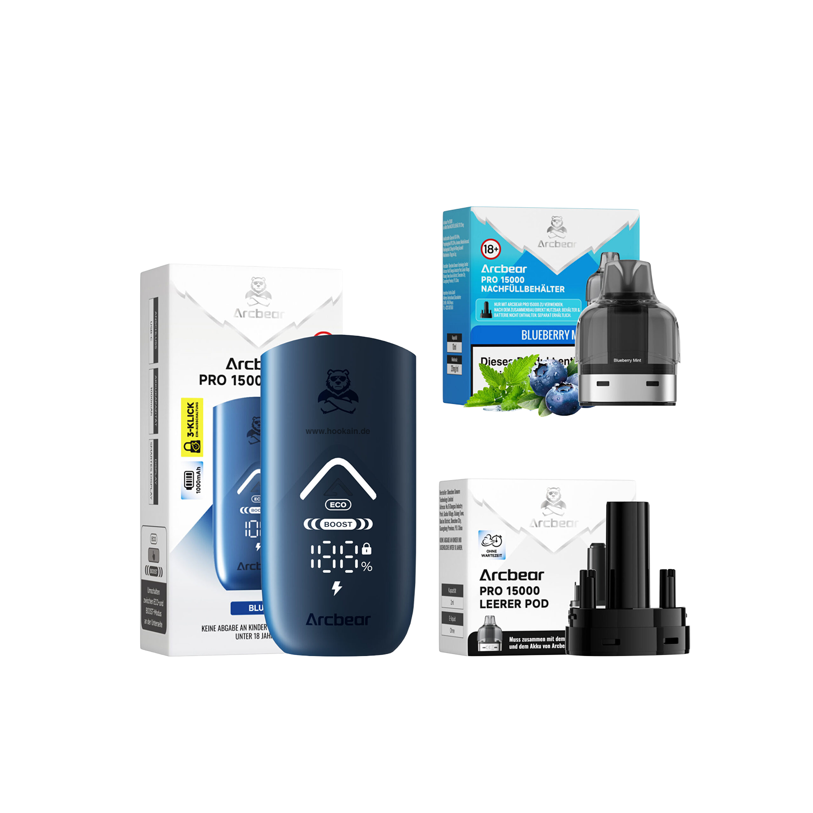 Arcbear Starter Kit Blueberry Mint 10ml Pod-System – 15.000 Puffs