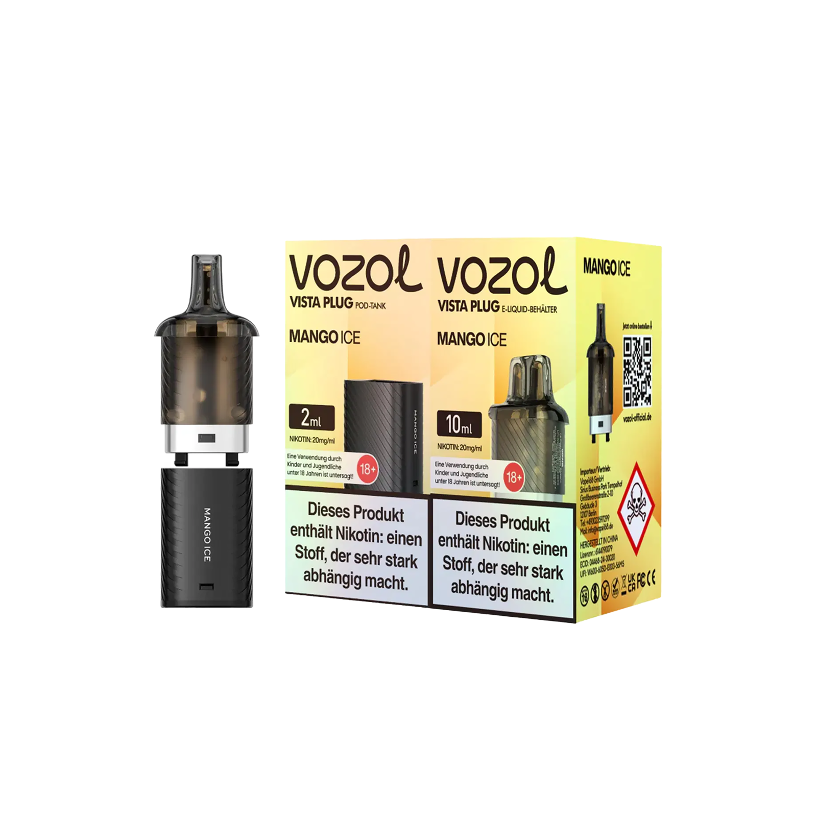 Vozol Vista Plug Mango Ice 10 + 2 ml Pod Bundle – Intensiver Geschmack