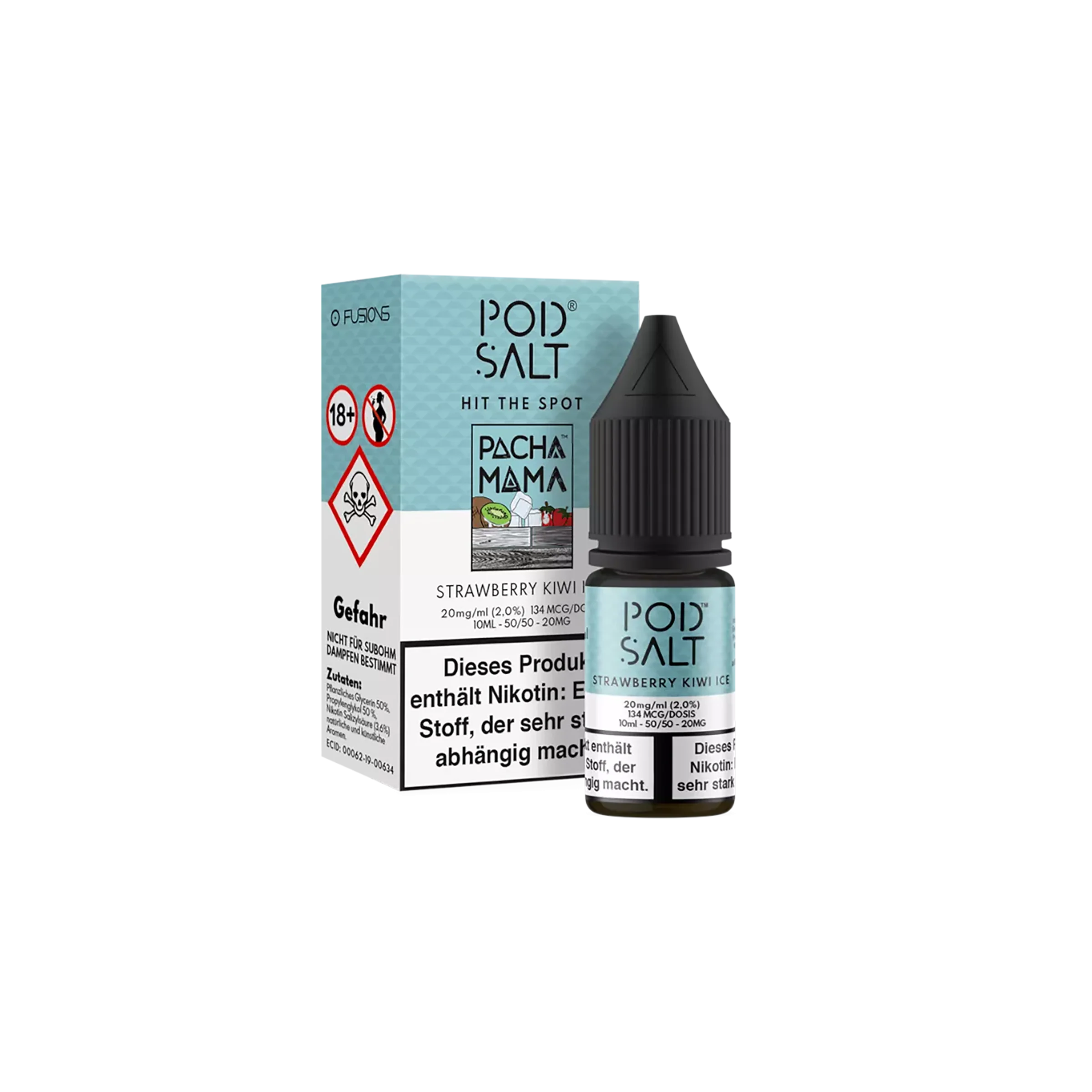 Pod Salt Fusion - E-Liquid - NicSalt - Strawberry Kiwi Ice - 10 ml - 20 mg