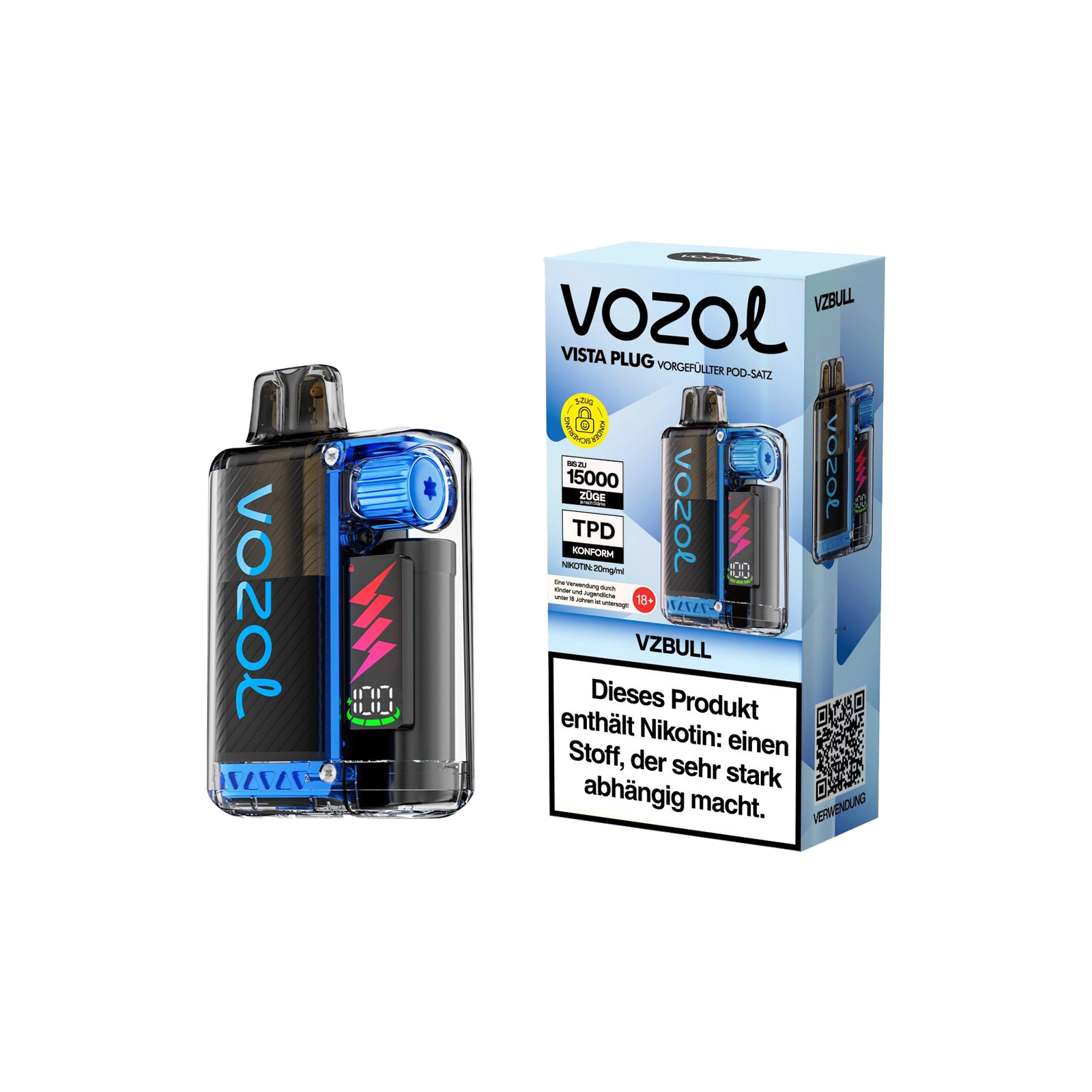 Vozol Vista Plug 15000 VZ Bull Starterkit 2ml – Dual-Mesh, 15.000 Züge 1