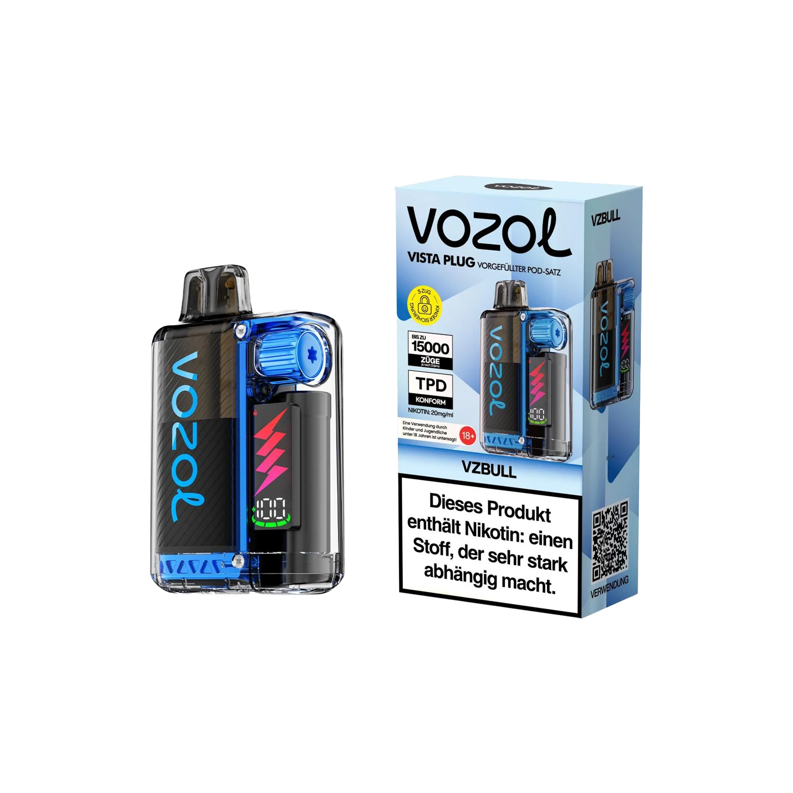 Vozol Vista Plug 15000 VZ Bull Starterkit 2ml – Dual-Mesh, 15.000 Züge 1