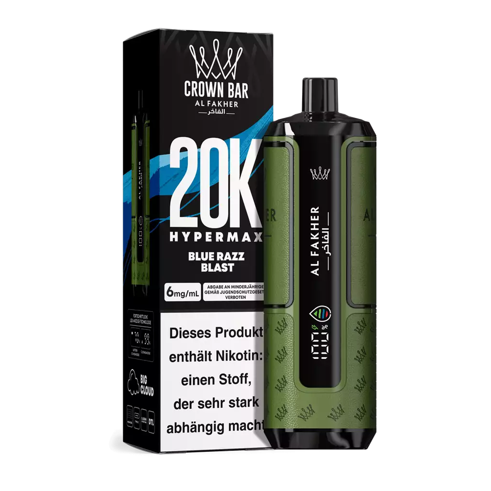Al Fakher - Crown Bar - Hypermax - 20k - Blue Razz Blast 1