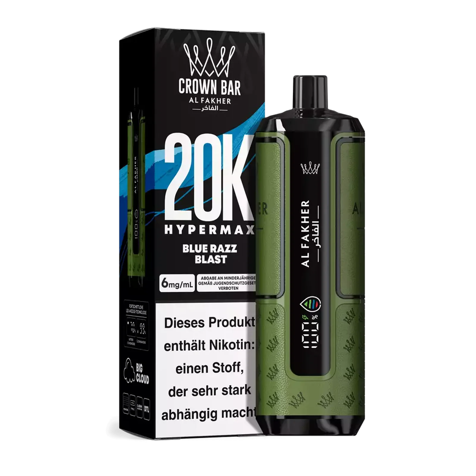 Al Fakher - Crown Bar - Hypermax - 20k - Blue Razz Blast 1