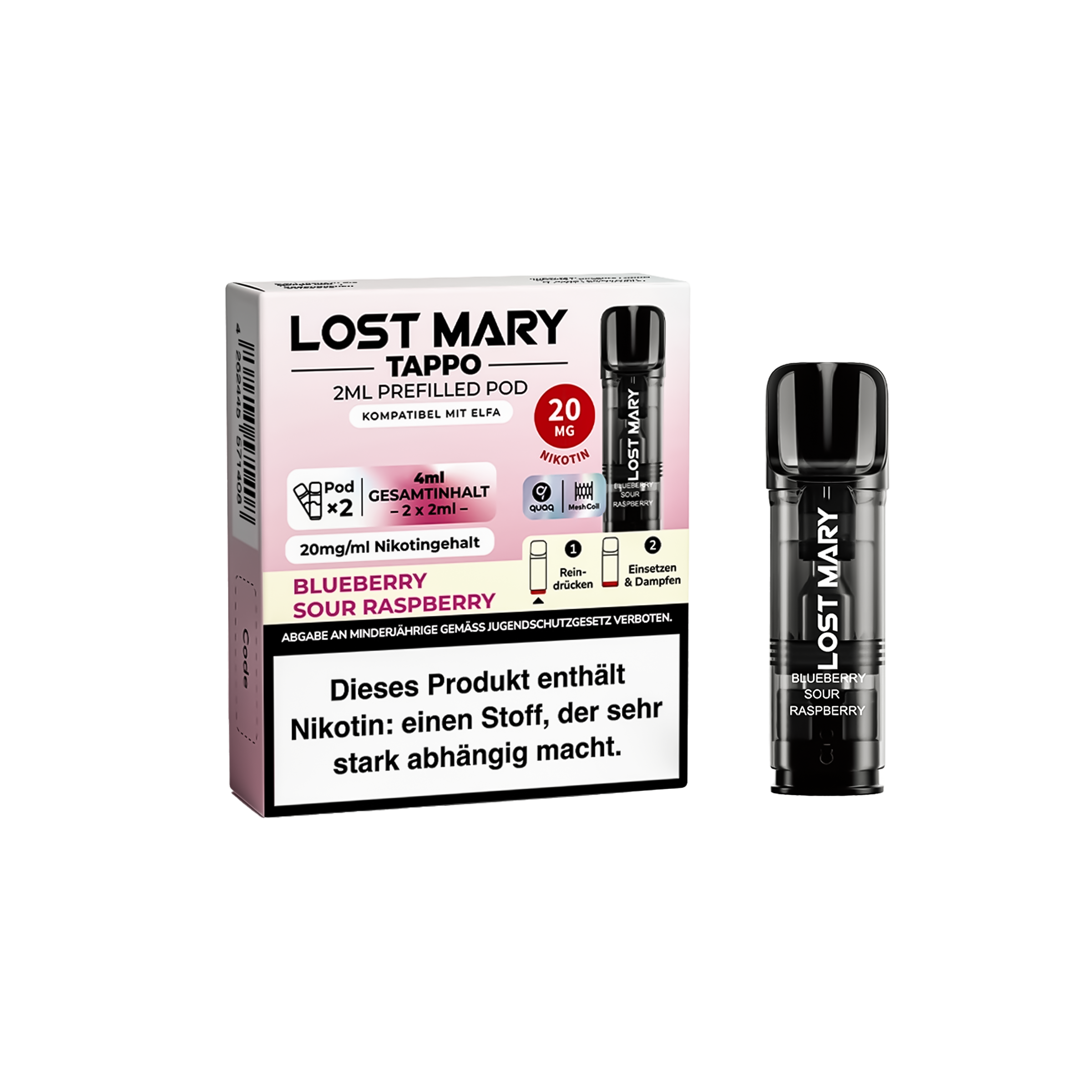 Lost Mary Tappo Blueberry Sour Raspberry : Umweltfreundliches Pod-System mit Prefilled Pods 2