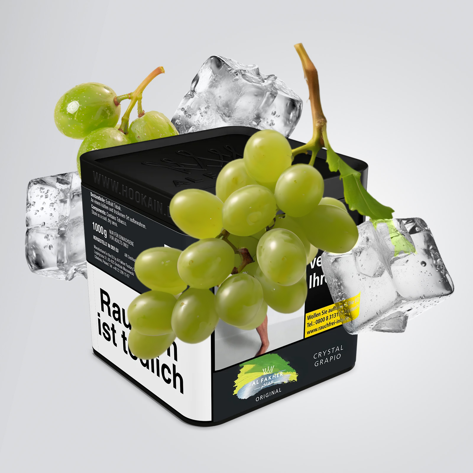 Al Fakher Crystal Grapio 1000g Shisha Tabak – Traube & Menthol Genuss 1
