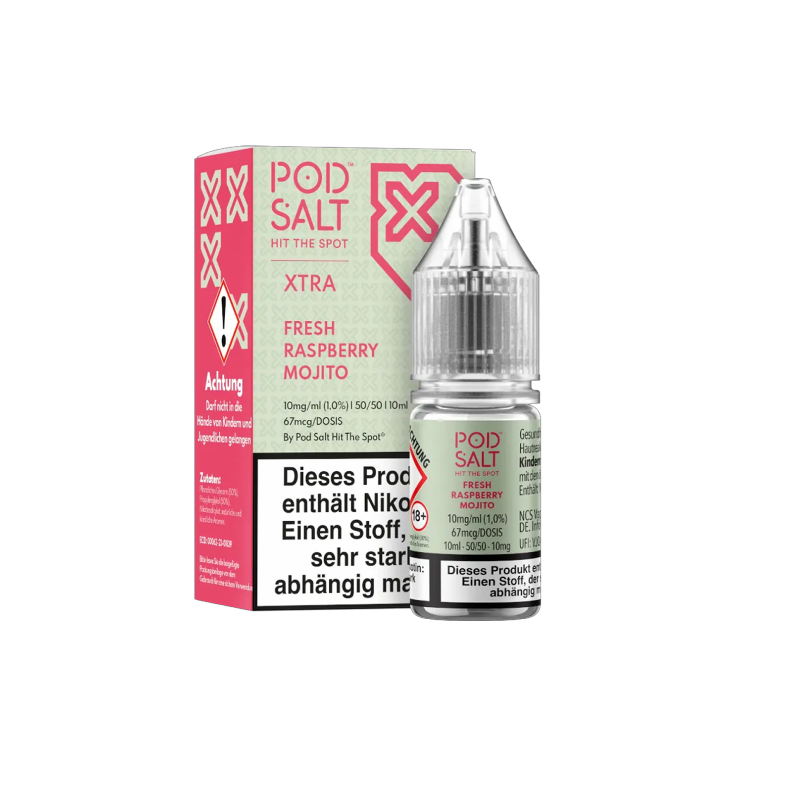 Pod Salt Xtra - E-Liquid - Nicotine Salt - Fresh Rasperry Mojito - 10 ml - 10 mg