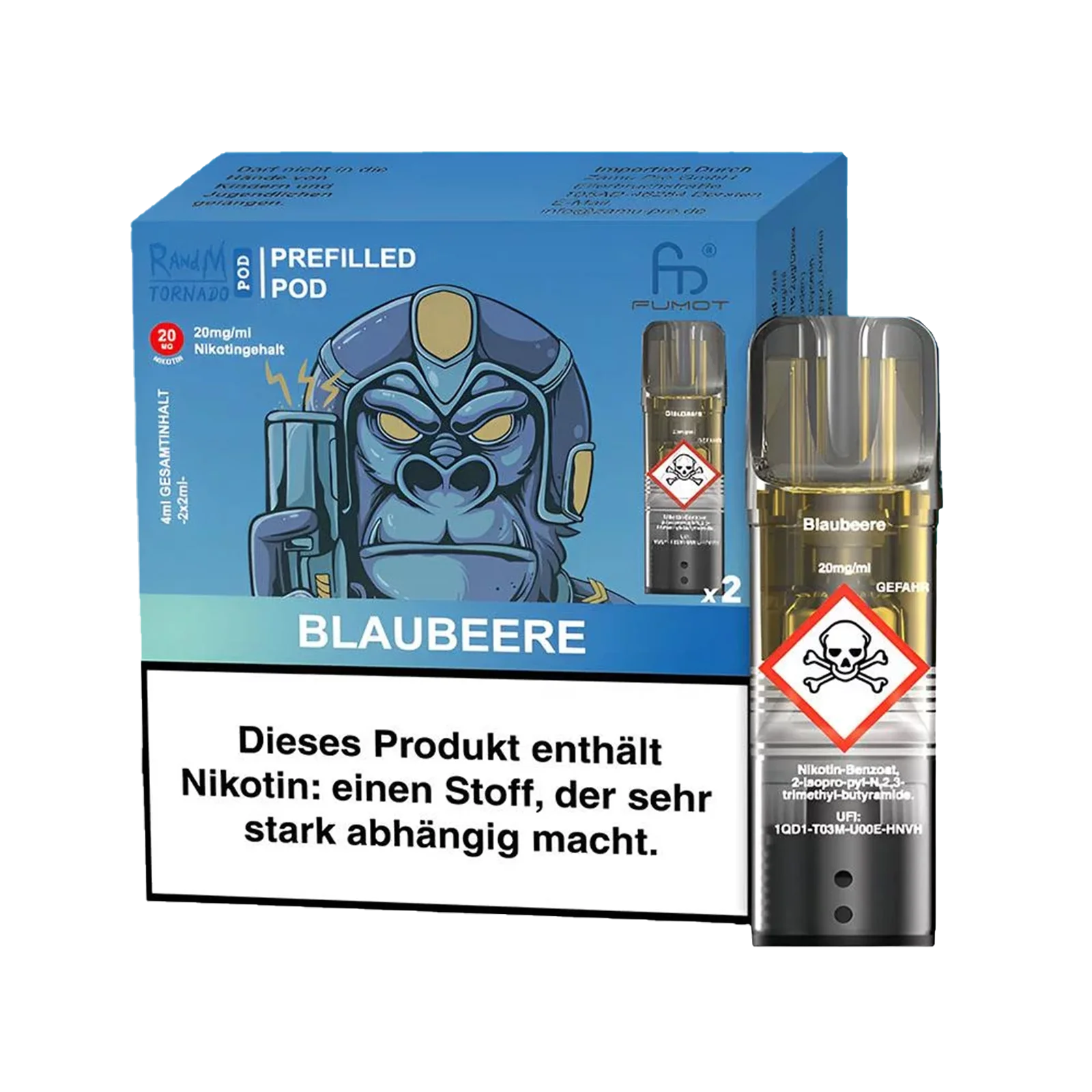 RandM  - Tornado Pods - Blaubeere - 2er Pack - 20 mg - 2 ml-1