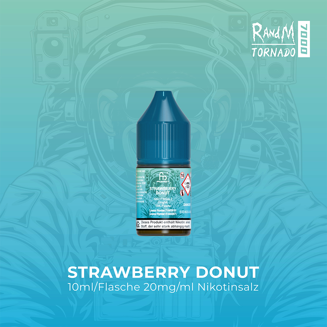 RandM Tornado 7000 Strawberry Donut E-Liquid Nikotinsalz 20 mg | Vape Liquids 1