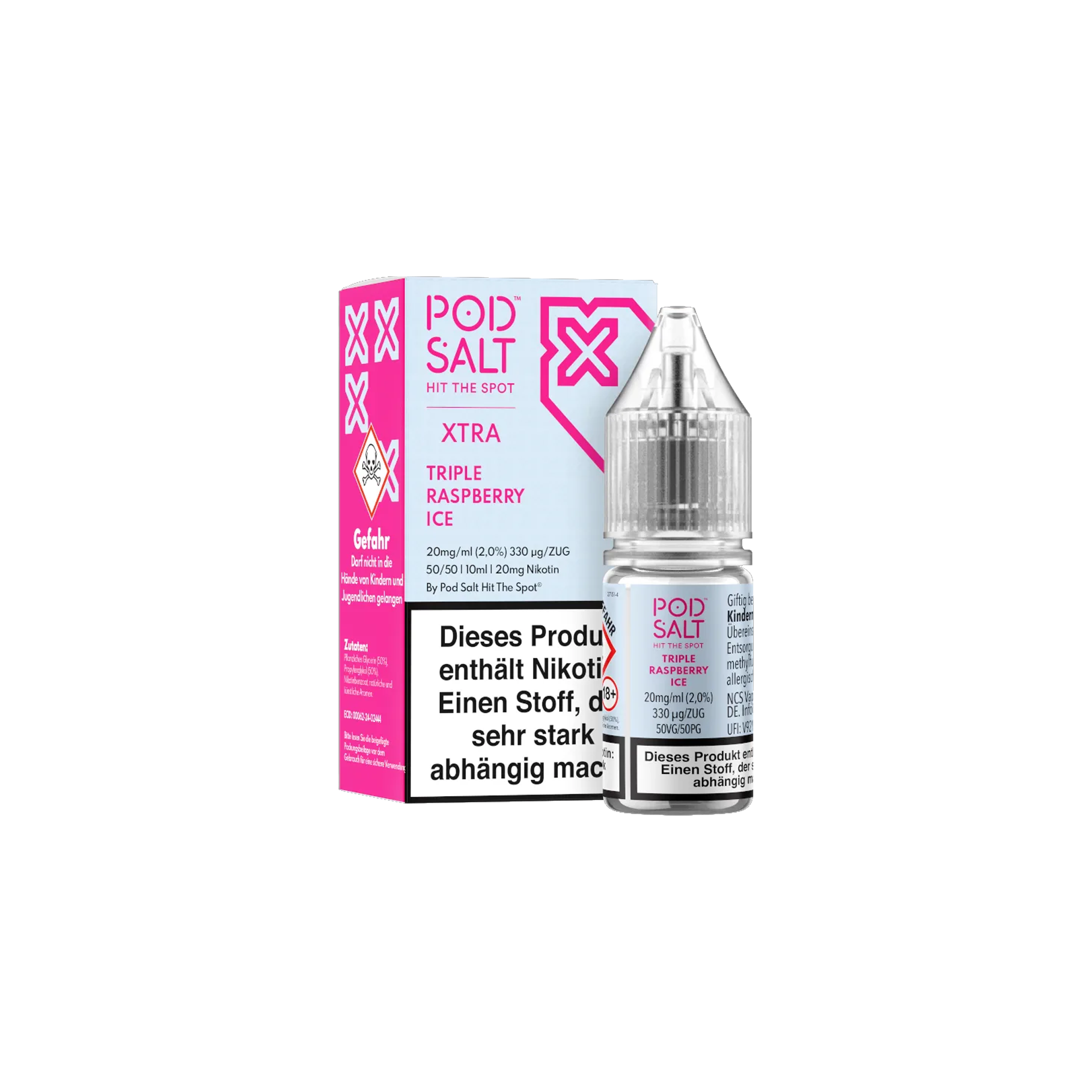 Pod Salt Xtra Nikotinsalz E-Liquid Triple Raspberry Ice 10 ml mit 20 mg g&uuml;nstig bestellen 2