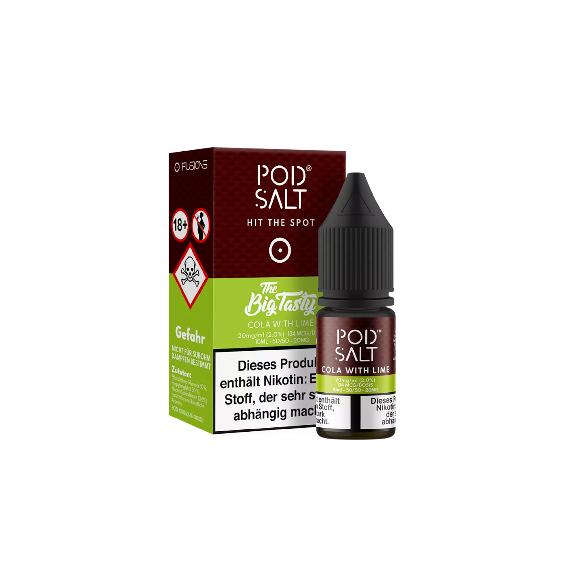 Pod Salt Fusion - E-Liquid - NicSalt - Cola with Lime - 10 ml - 20 mg