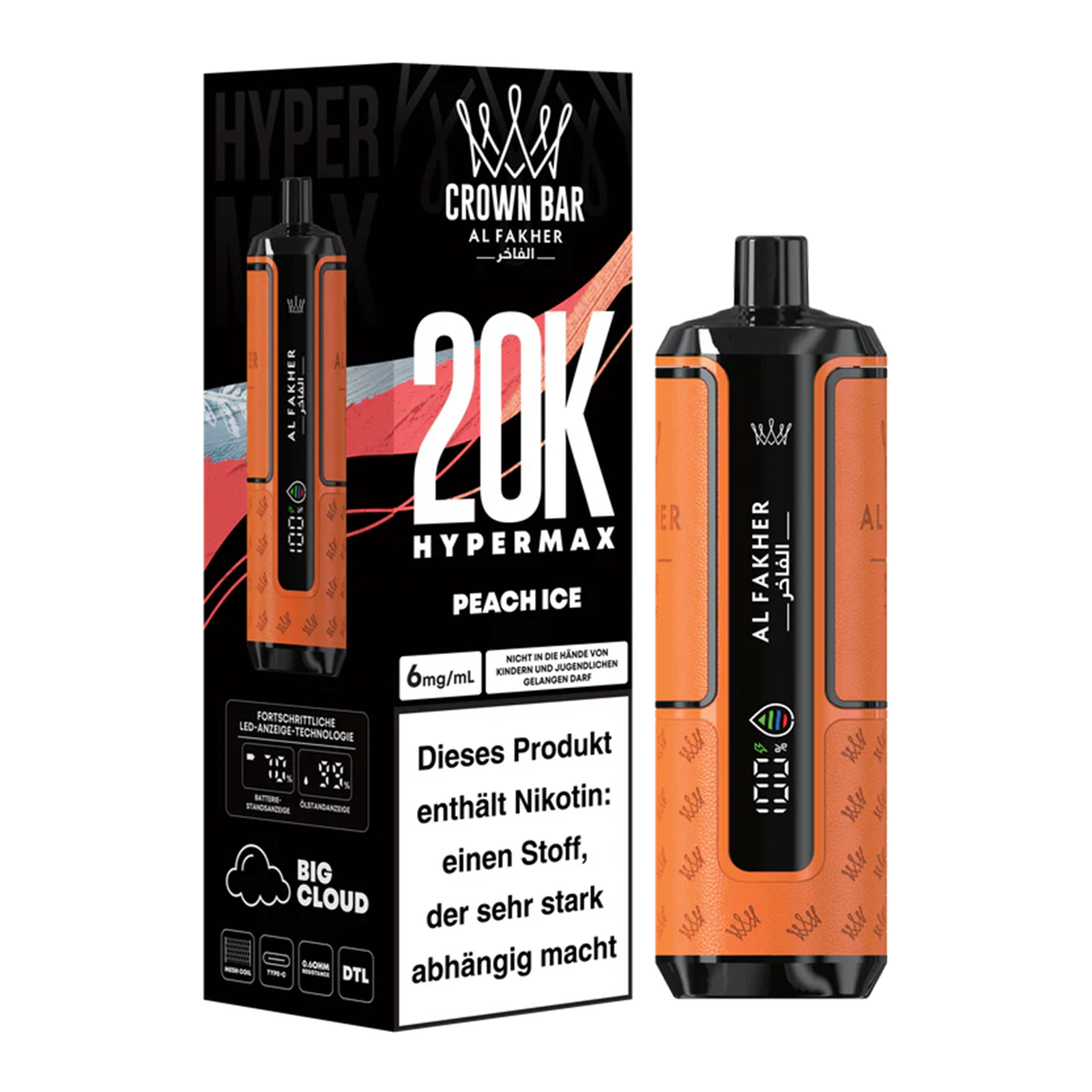 Al Fakher - Crown Bar - Hypermax - 20k - Peach Ice 2