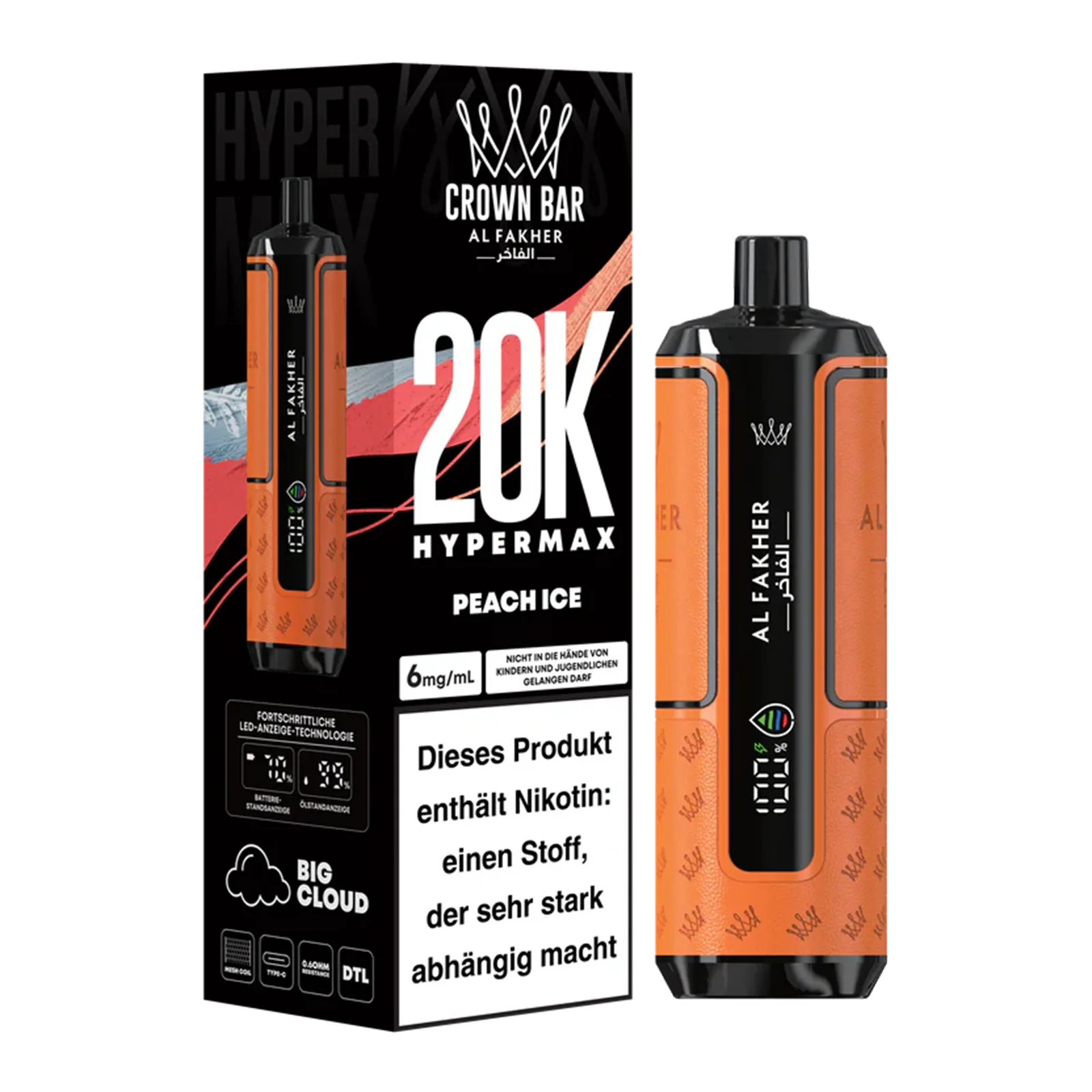 Al Fakher - Crown Bar - Hypermax - 20k - Peach Ice 2 Al Fakher - Crown Bar - Hypermax - 20k - Peach Ice 2