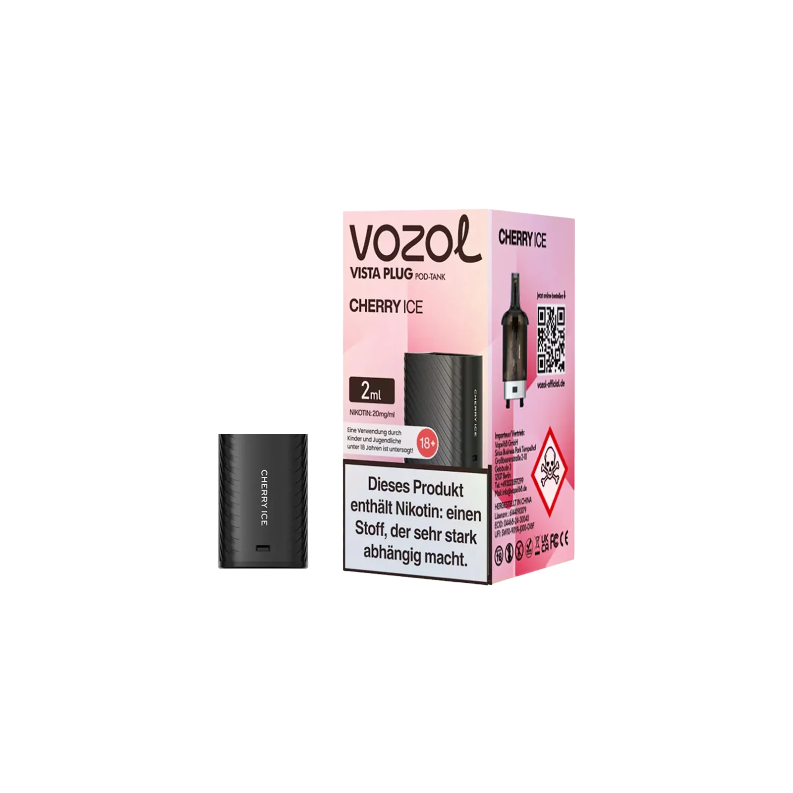 Vozol Vista Plug Cherry Ice 2 ml Verdampfer Pod – Frischer Geschmack