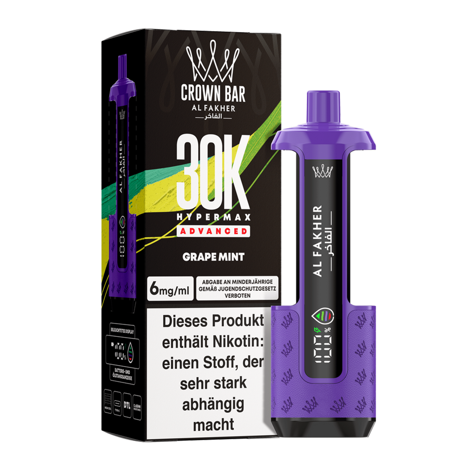 Al Fakher - Crown Bar - Hypermax - Advanced - 30K - Grape Mint 2