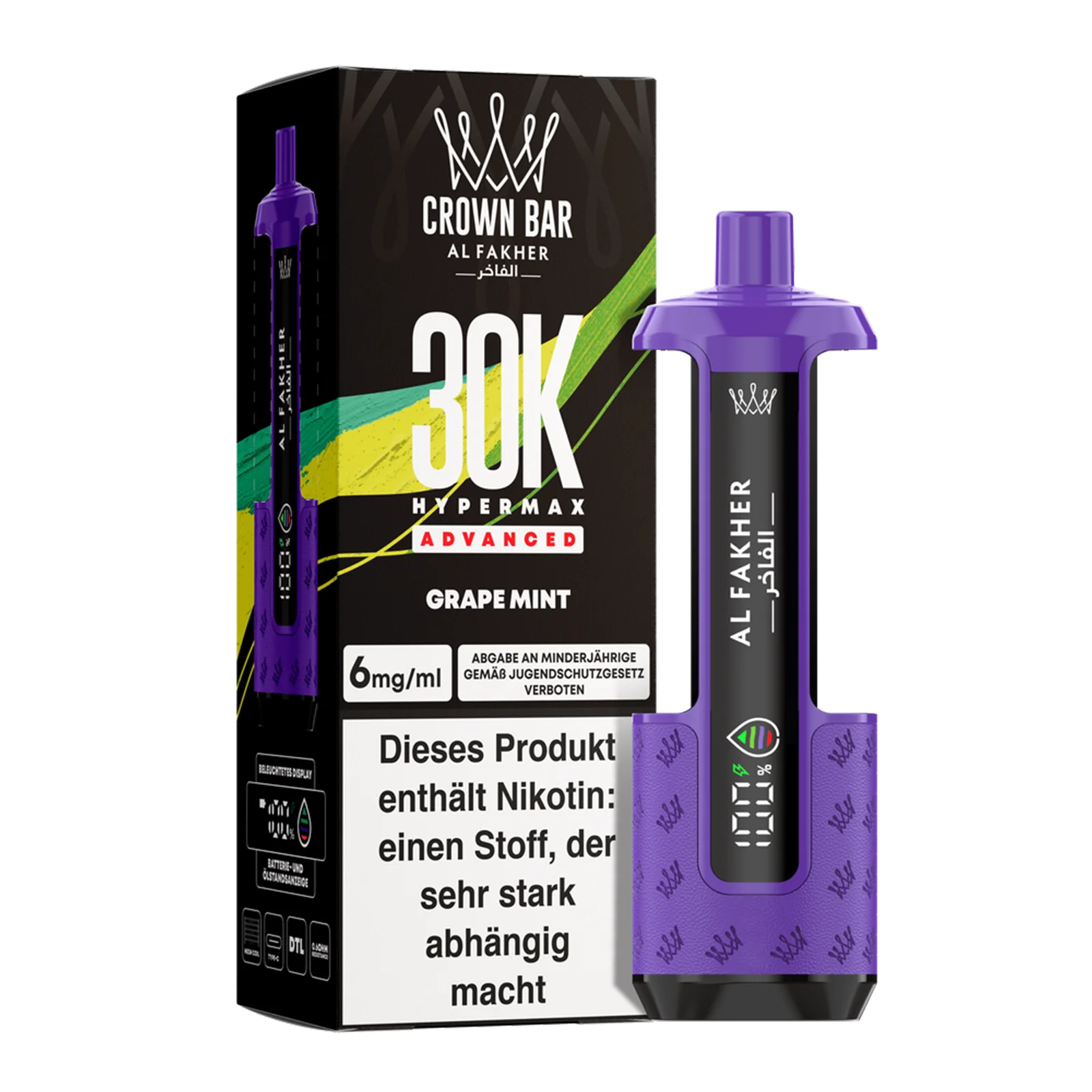 Al Fakher - Crown Bar - Hypermax - Advanced - 30K - Grape Mint 2