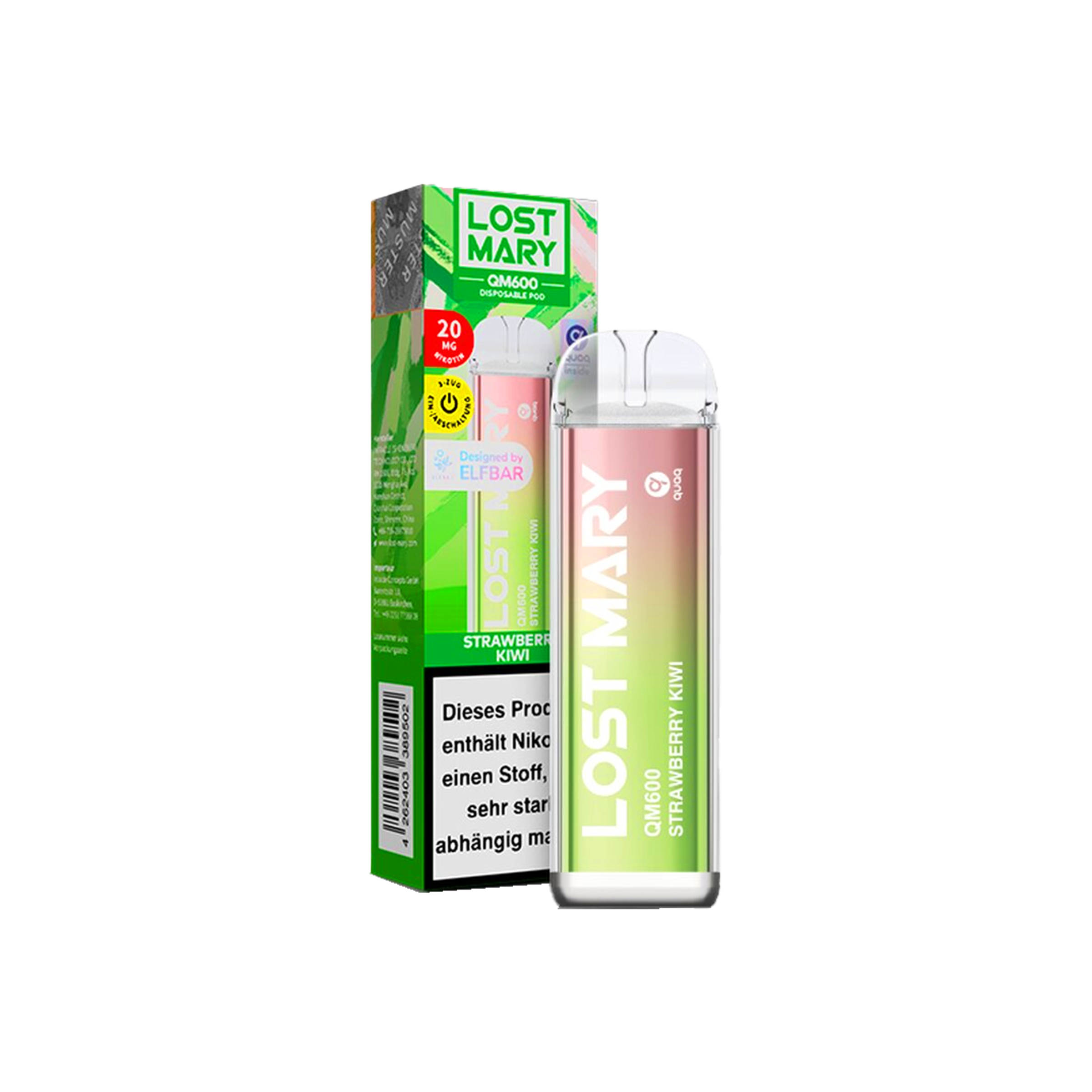 Lost Mary - QM600 - Strawberry Kiwi - Vapestick - 20 mg | Alle neuen Sorten günstig online kaufen - Hookain E-Shisha Onlineshop