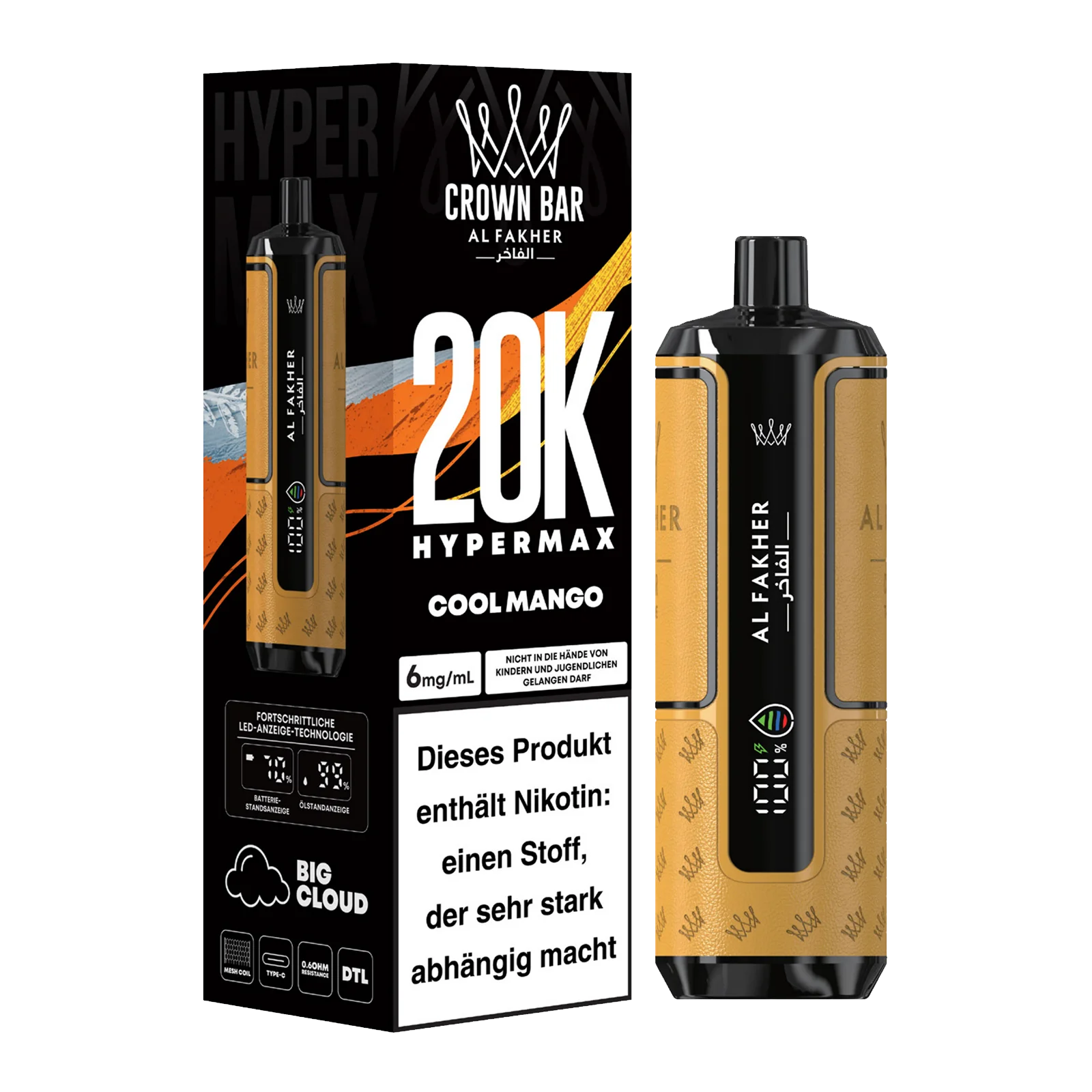 Al Fakher - Crown Bar - Hypermax - 20k - Cool Mango 2 Al Fakher - Crown Bar - Hypermax - 20k - Cool Mango 2