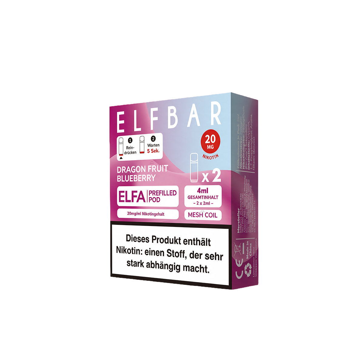 Elf Bar - ELFA - Prefilled Pod - Dragonfruit Blueberry1