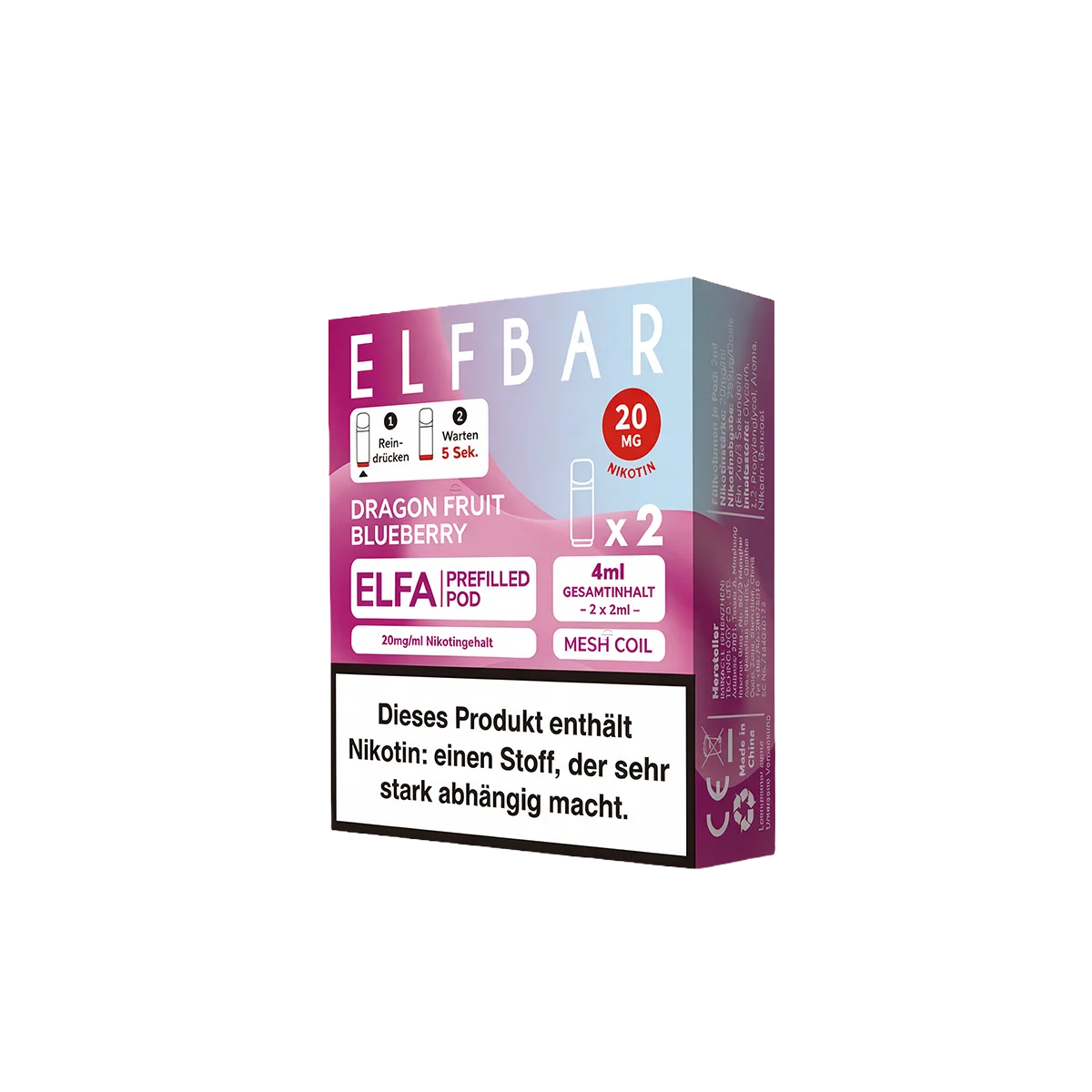 Elf Bar - ELFA - Prefilled Pod - Dragonfruit Blueberry1