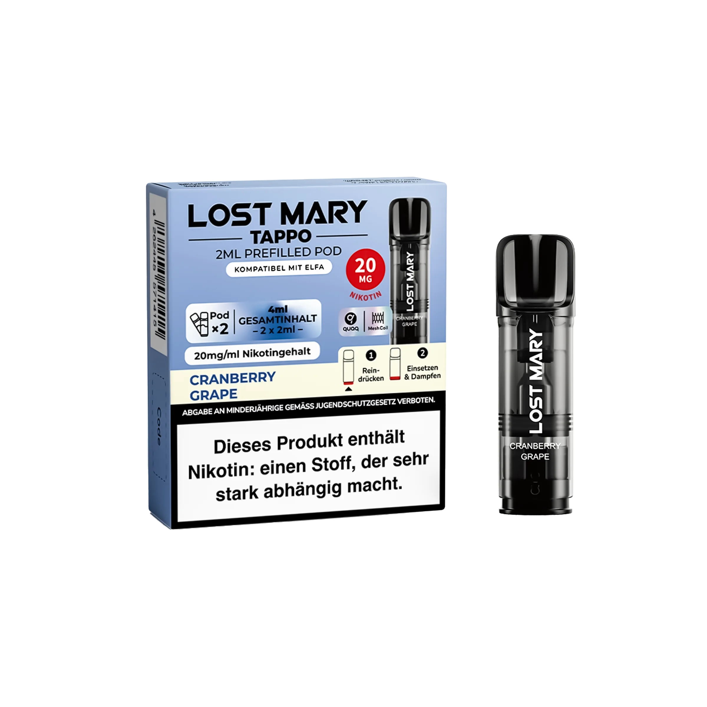 Lost Mary Tappo Cranberry Grape: Umweltfreundliches Pod-System mit Prefilled Pods 2