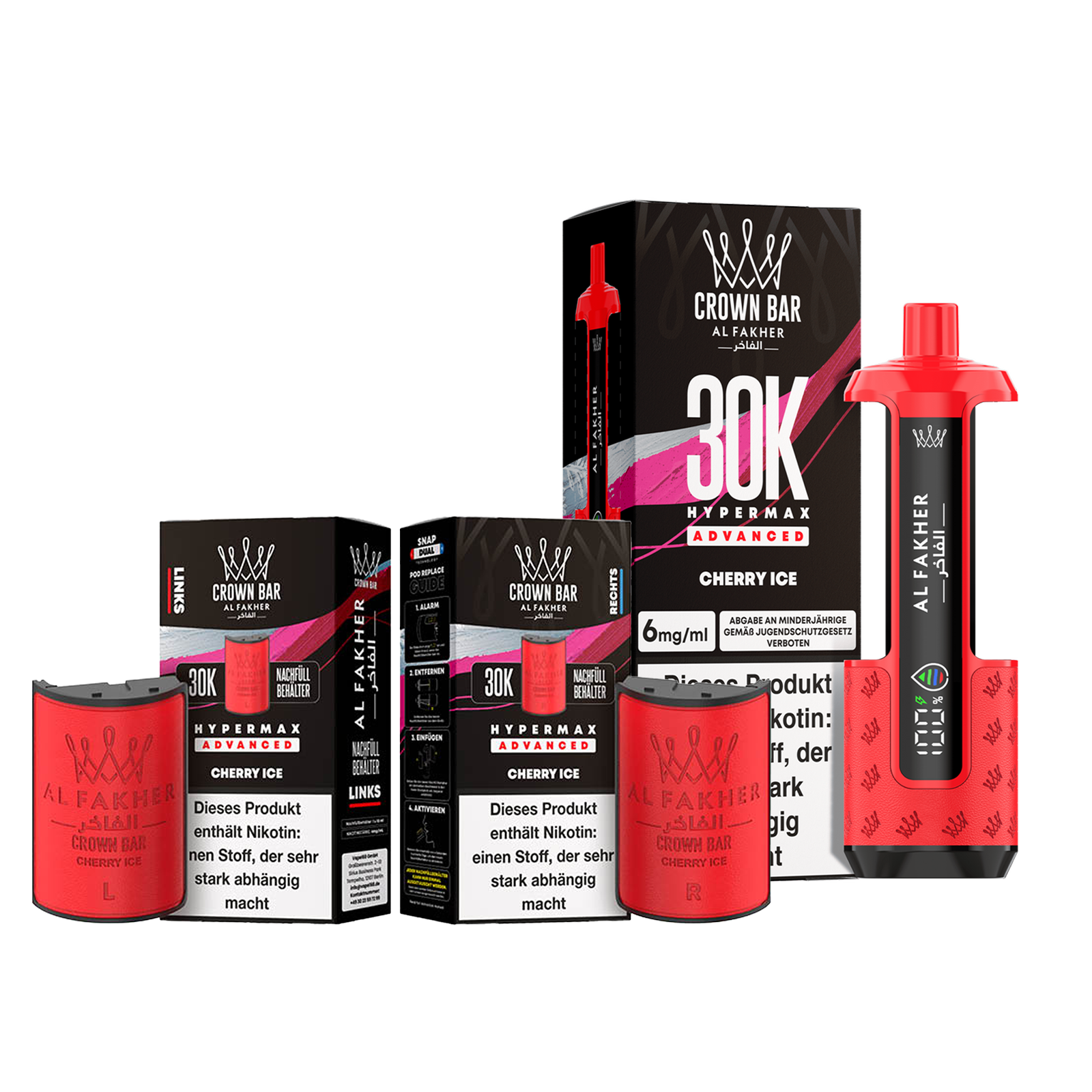 Al Fakher Crown Bar Hypermax 30K Cherry Ice Vape 20 ml Pods Al Fakher Crown Bar Hypermax 30K Cherry Ice Vape 20 ml Pods