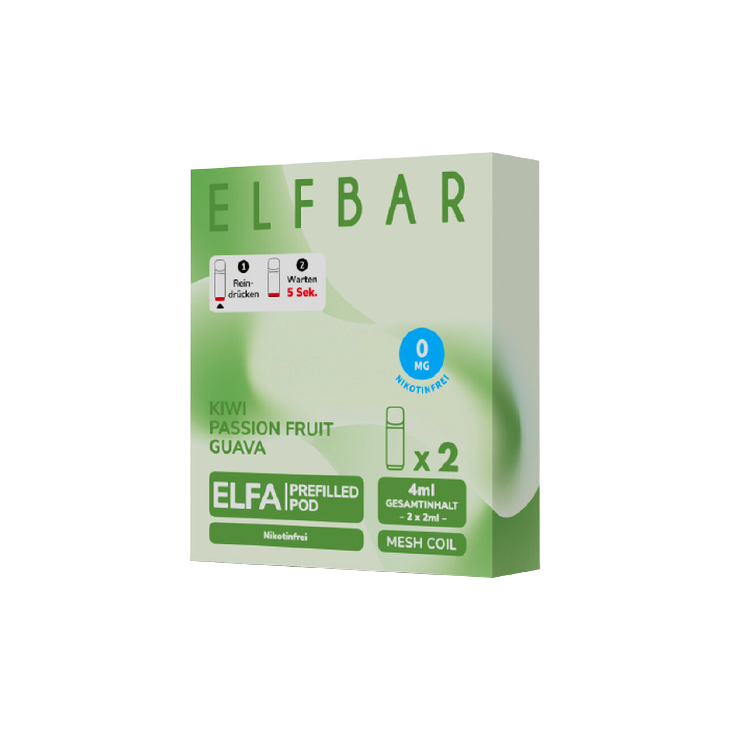 Elf Bar ELFA CP Kiwi Passion Fruit Guava Nikotinfrei | Prefilled Pods g&uuml;nstig bestellen 1