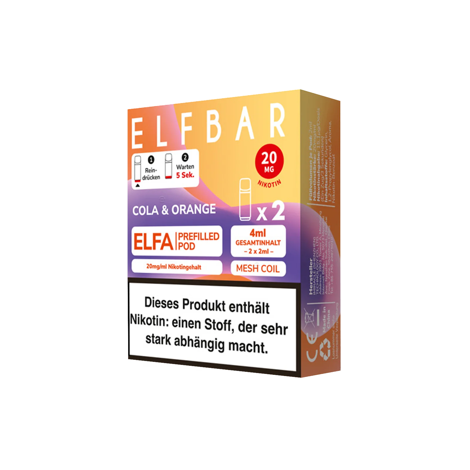 Elf Bar - ELFA - Prefilled Pod - Cola Orange 1 Elf Bar - ELFA - Prefilled Pod - Cola Orange 1