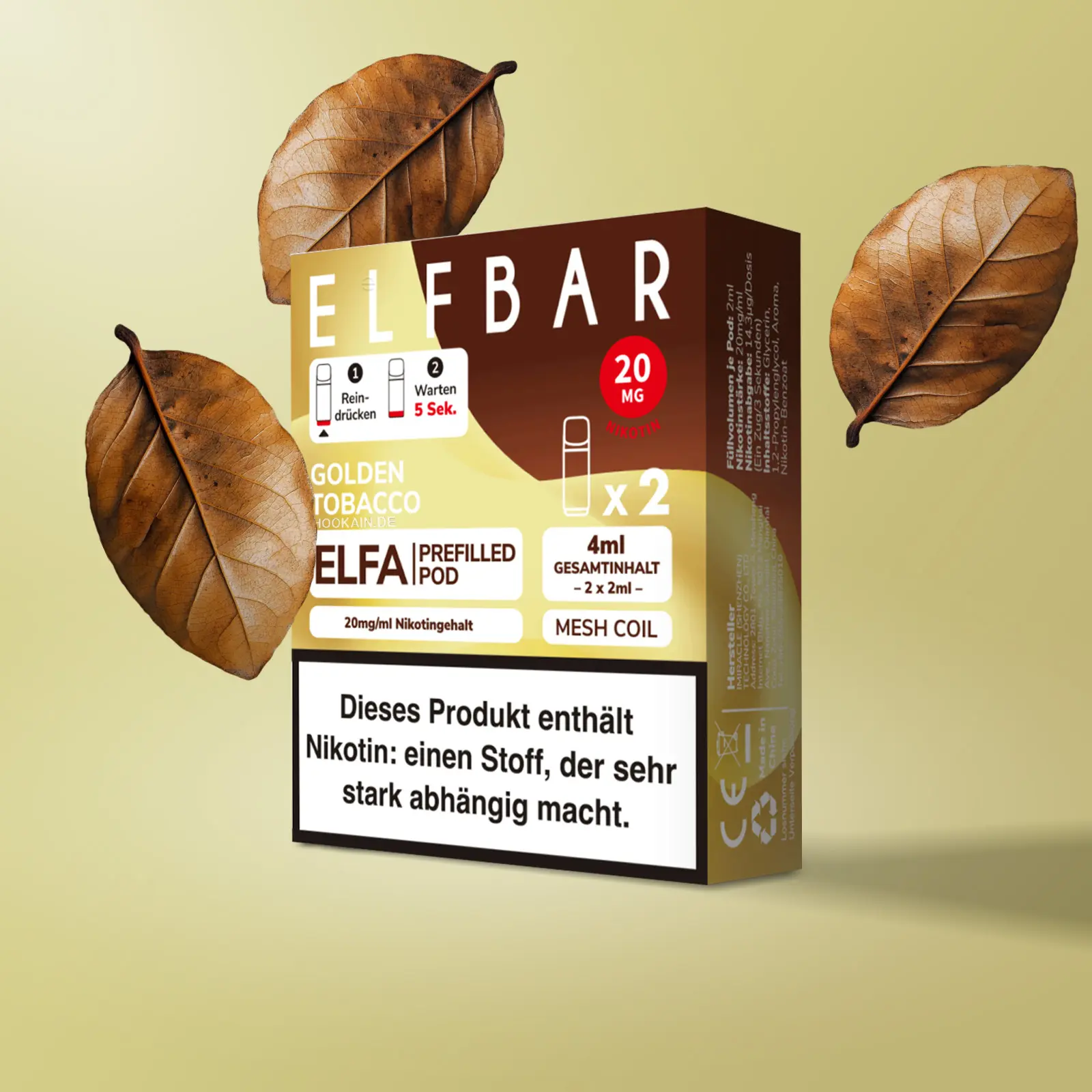 Elf Bar - ELFA - Prefilled Pod - Golden Tobacco 1