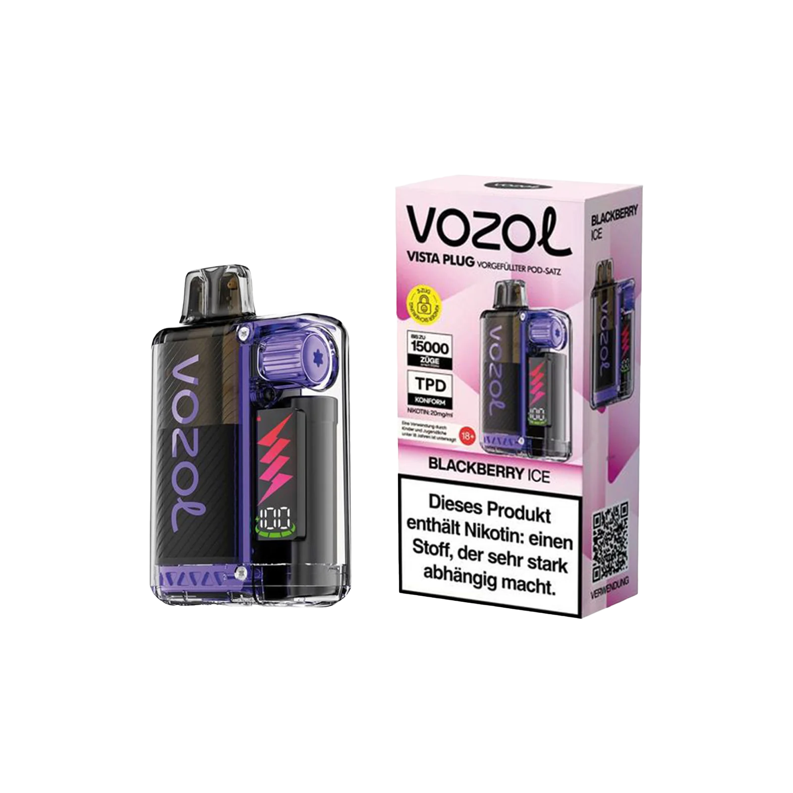 Vozol Vista Plug Blackberry Ice Starterkit 15000 – Fruchtig & Erfrischend 1