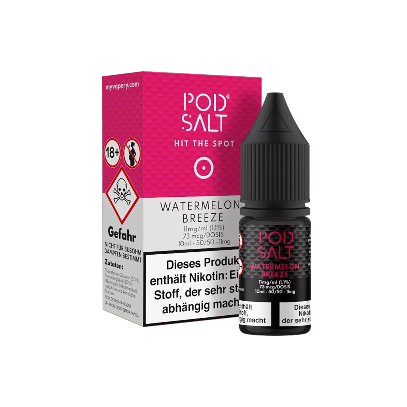 Pod Salt - E-Liquid - NicSalt - Watermelon Breeze - 10 ml - 11 mg