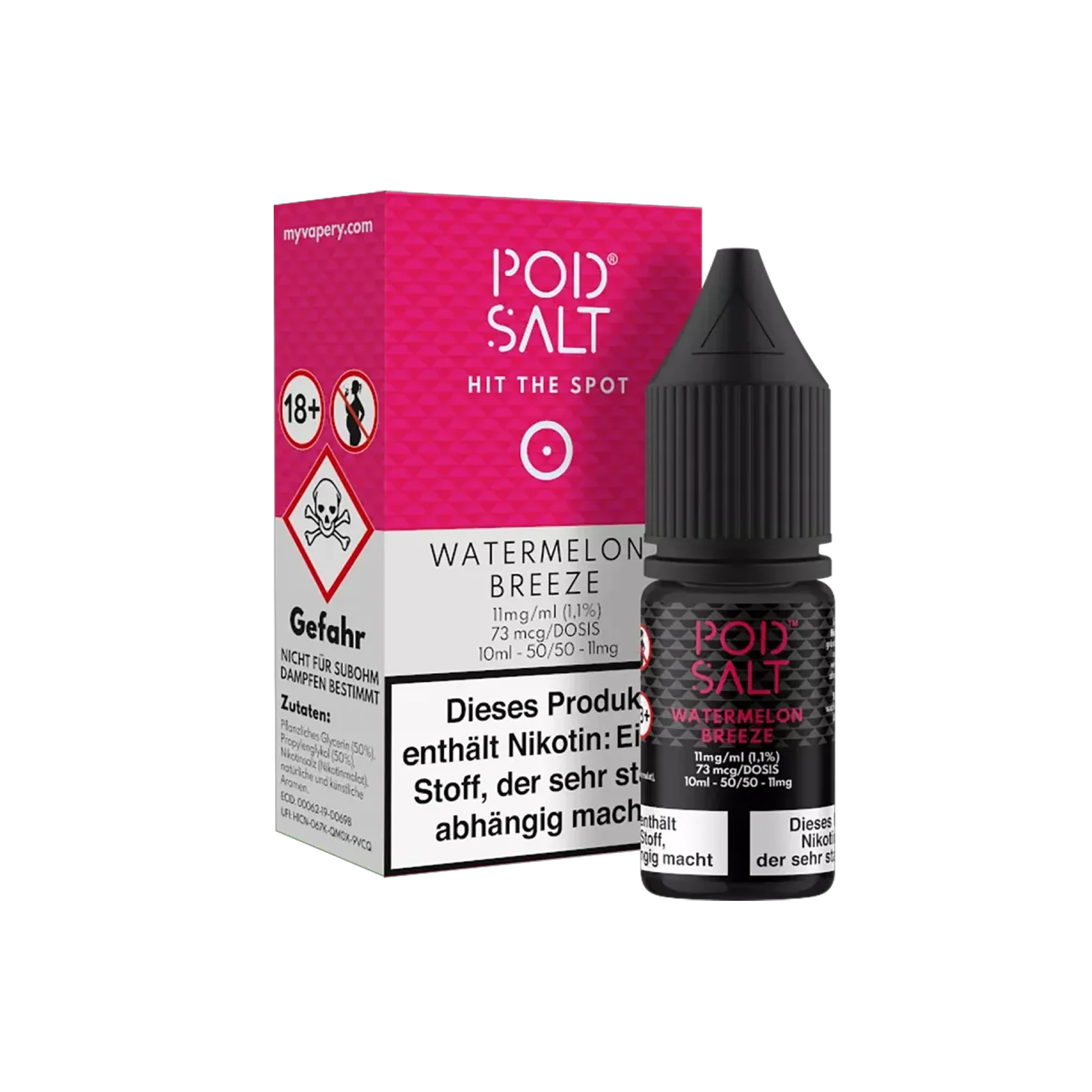 Pod Salt - E-Liquid - NicSalt - Watermelon Breeze - 10 ml - 11 mg