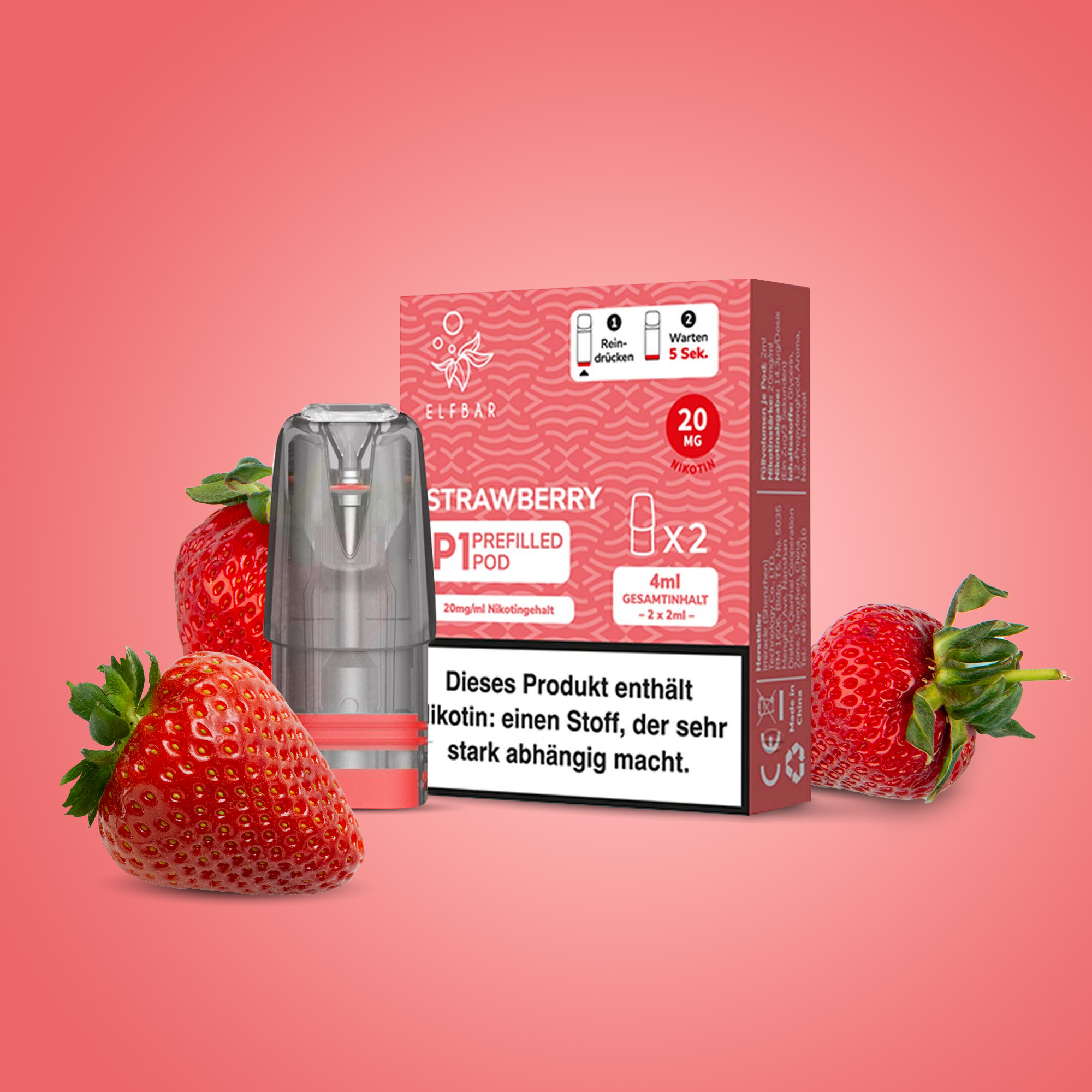 Elf Bar Mate 500 P1 Strawberry Prefilled Pod | Online bestellen 1