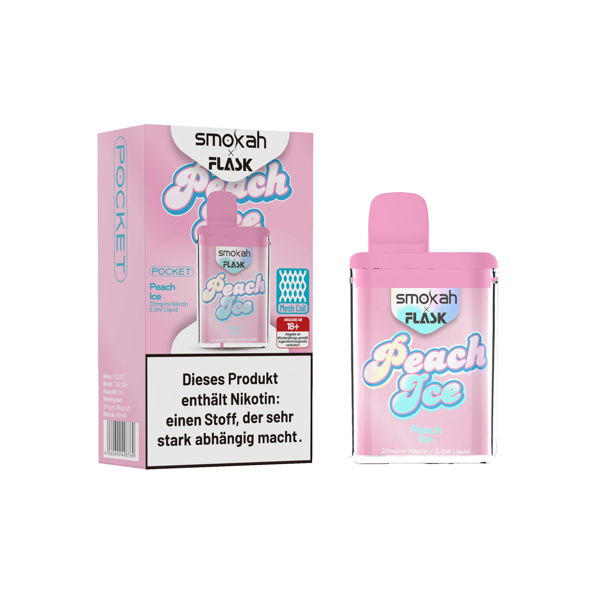 Smokah - Flask - Peach Ice - Vapestick | Alle neuen Sorten g&uuml;nstig online kaufen - Hookain E-Shisha Onlineshop 2