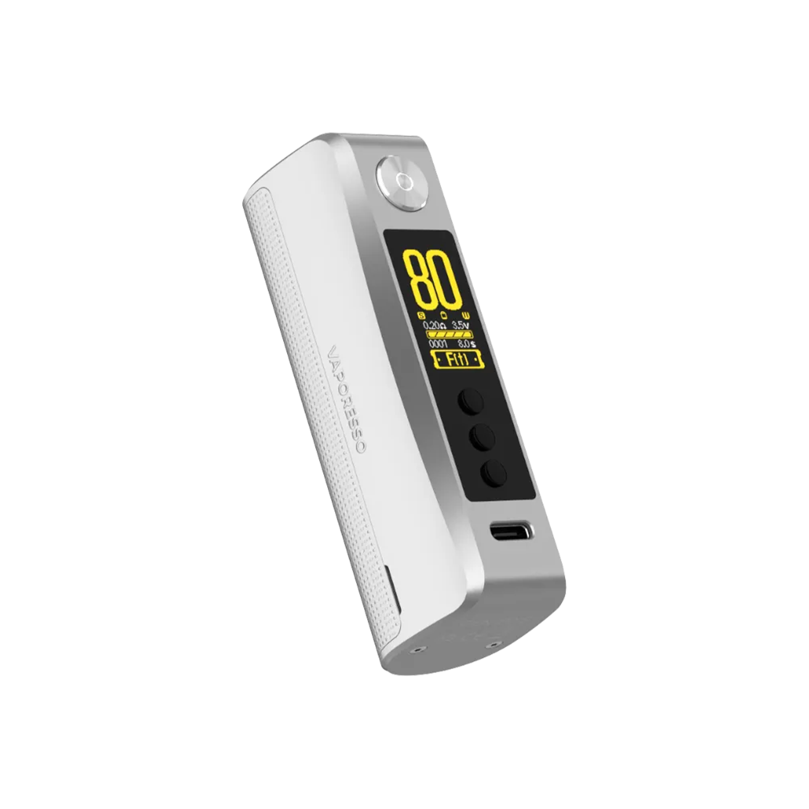 Vaporesso GEN 80 S in Silber, kompatibel mit 510er Verdampfern und 18650er Akkuzellen. 4 Vaporesso GEN 80 S in Silber, kompatibel mit 510er Verdampfern und 18650er Akkuzellen. 4