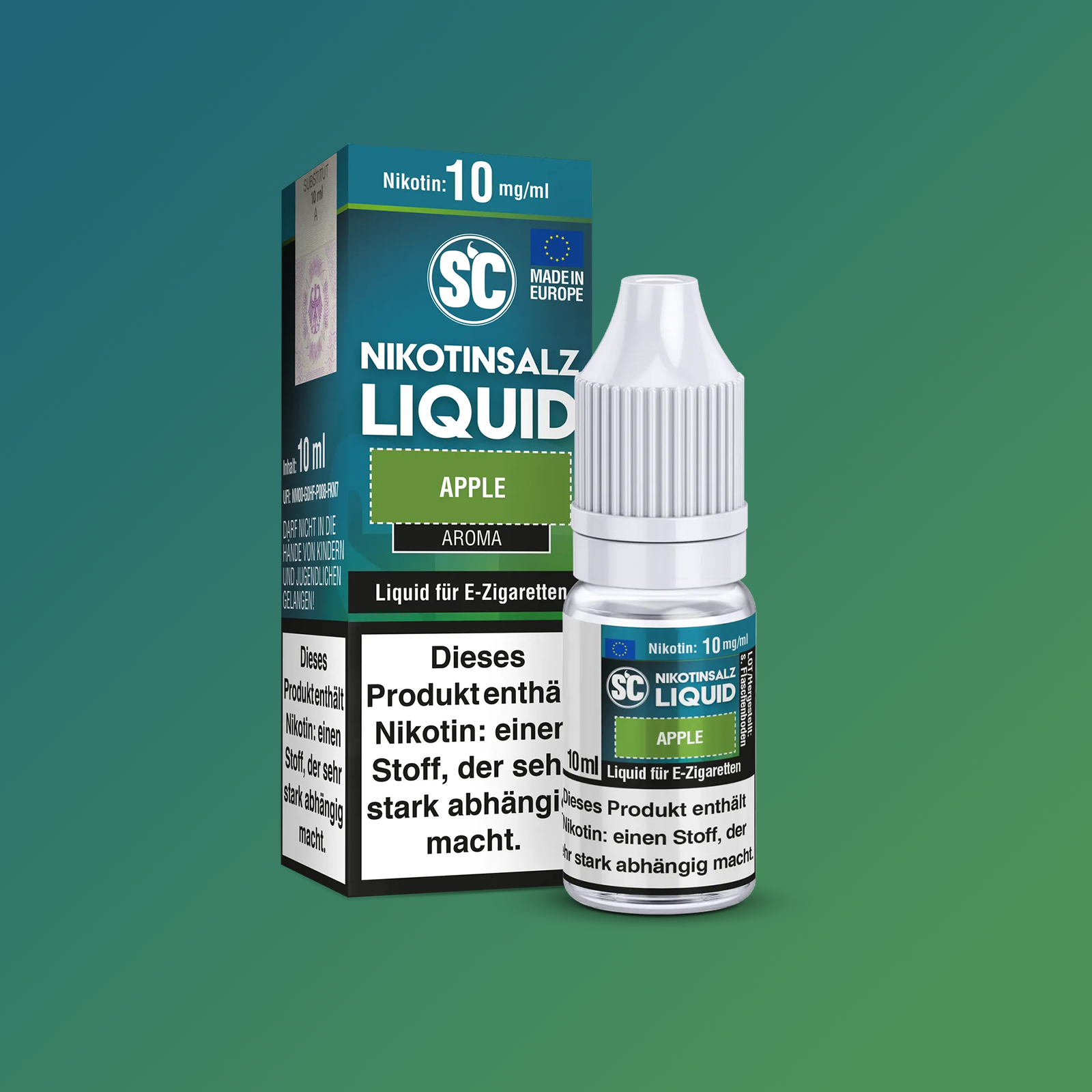 SC Apple Nikotinsalz Liquid 10ml Flasche mit 10mg/ml Apfelgeschmack 1