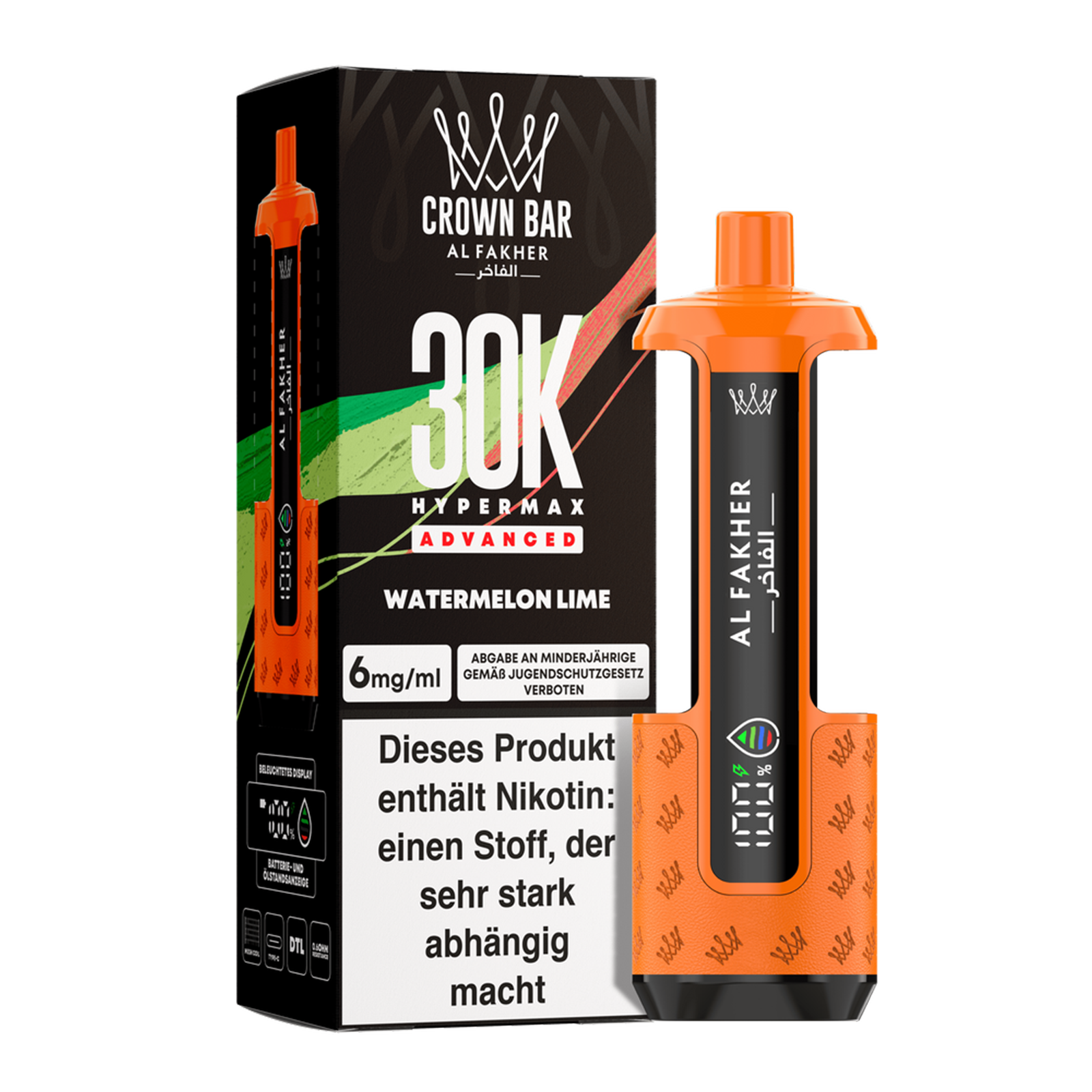 Al Fakher - Crown Bar - Hypermax - Advanced - 30K - Watermelon Lime 2