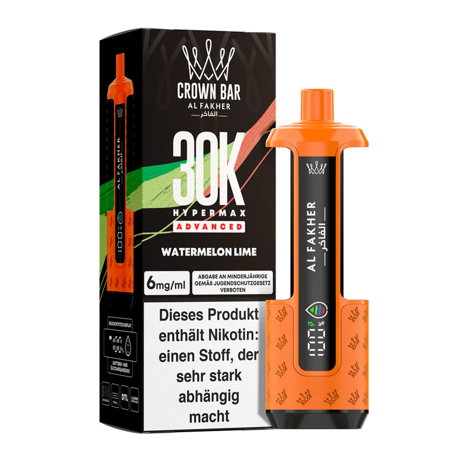 Al Fakher - Crown Bar - Hypermax - Advanced - 30K - Watermelon Lime 2