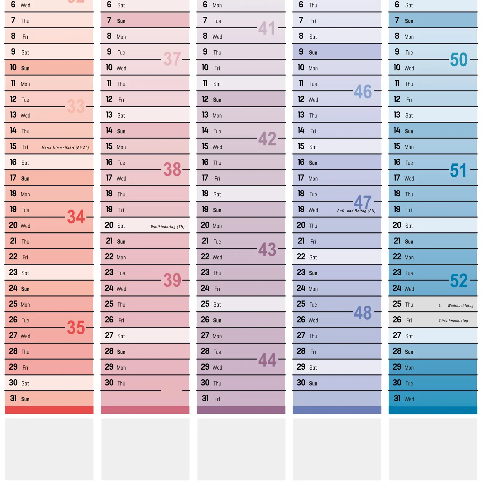 Hookain Wandkalender 2025 – XXL A1 Kalender mit allen Terminen & Feiertagen  2