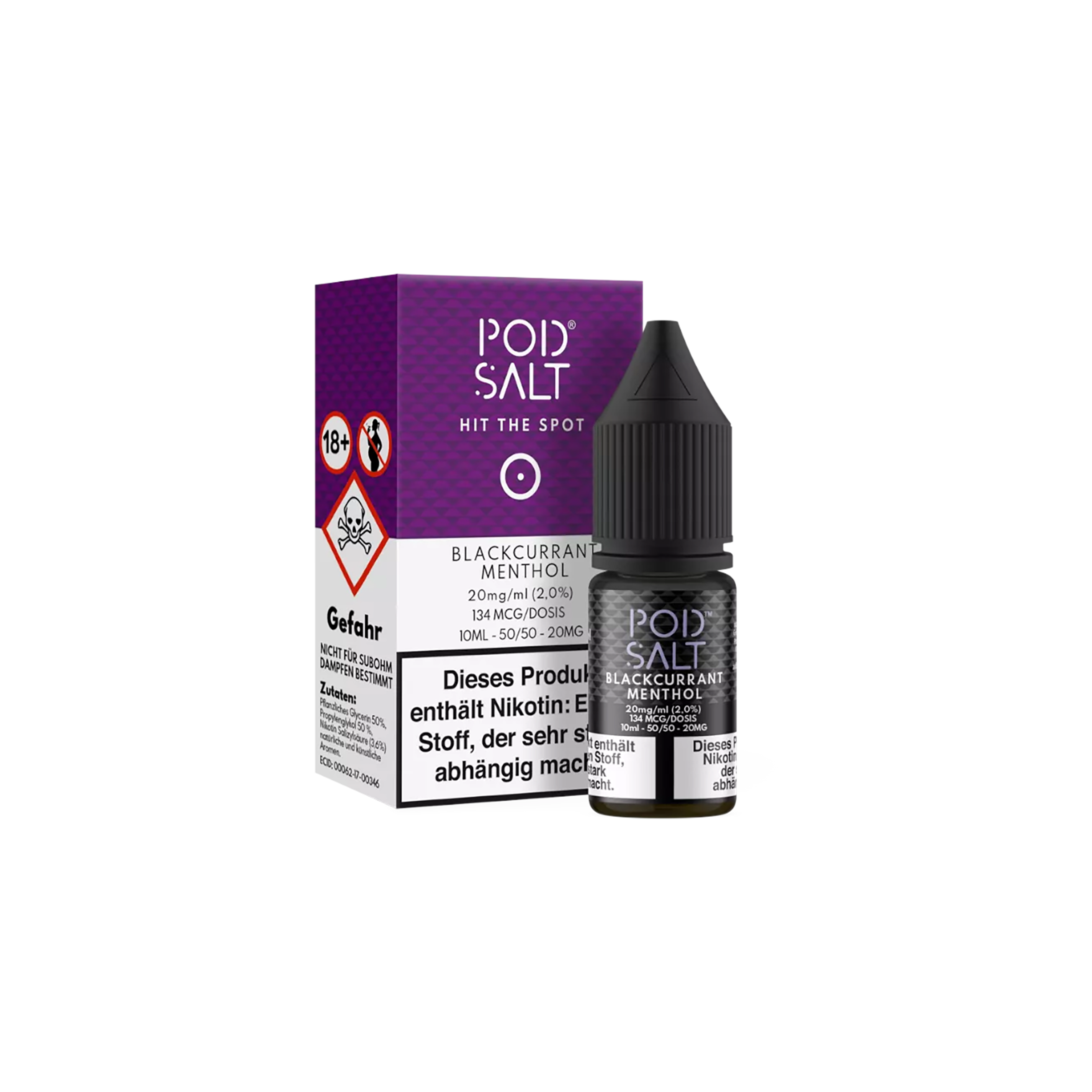 Pod Salt - E-Liquid - NicSalt - Blackcurrant Menthol - 10 ml - 20 mg