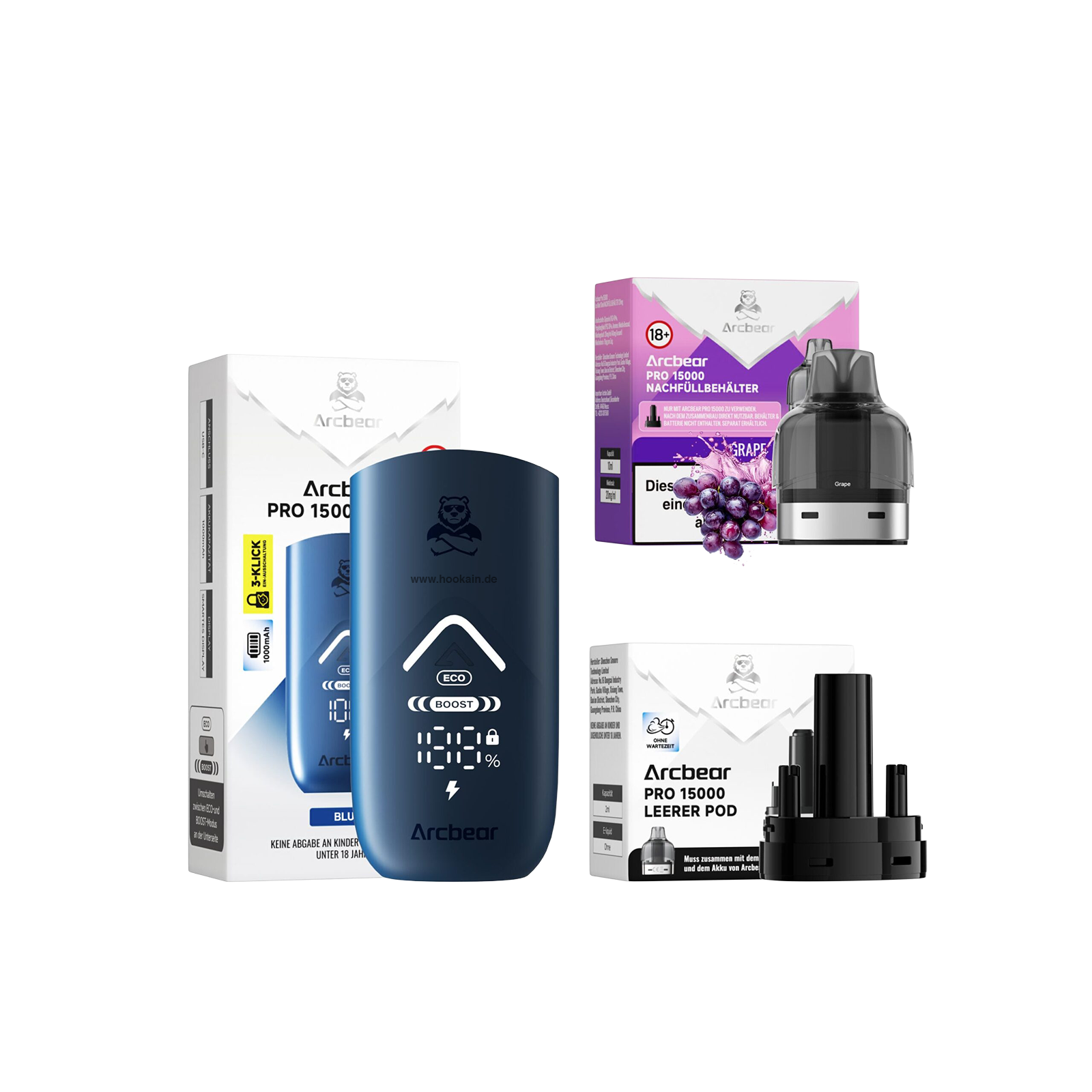 Arcbear Starter Kit Grape 10ml Pod-System – 15000 Puffs