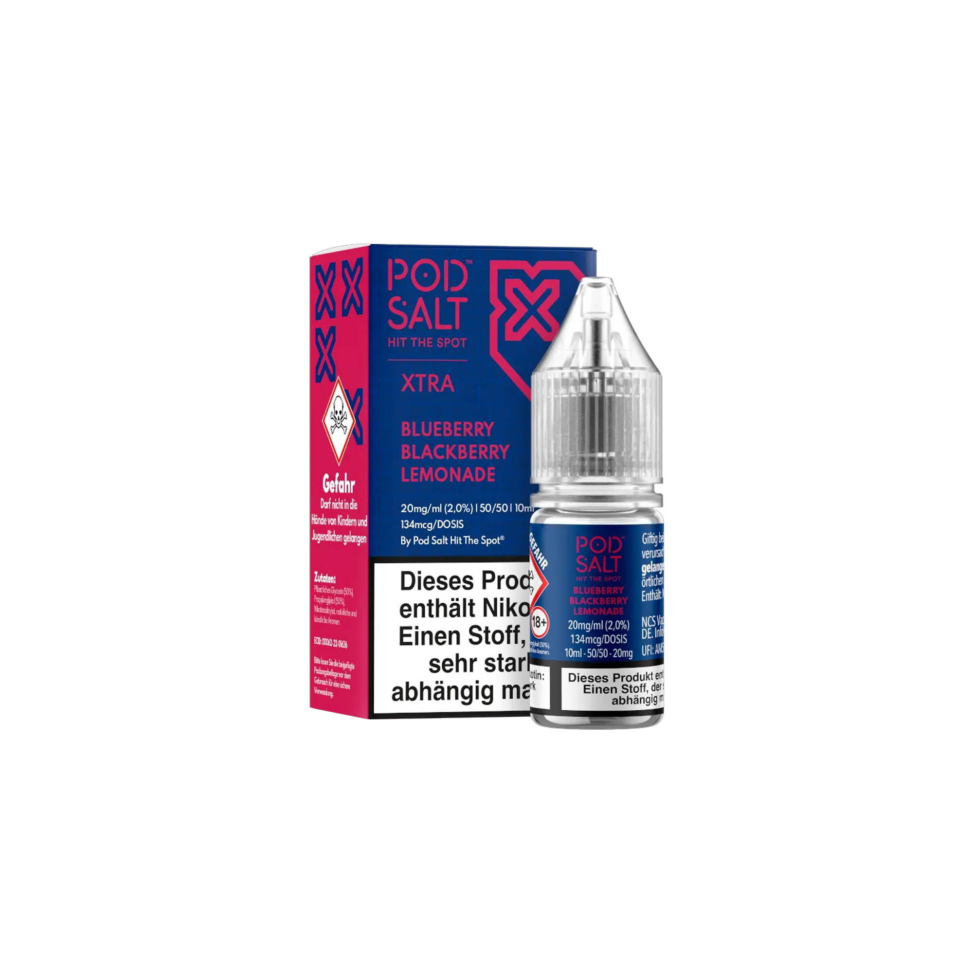 Pod Salt Xtra Nikotinsalz E-Liquid Blueberry Blackberry Lemonade 10 ml mit 20 mg g&uuml;nstig bestellen 2