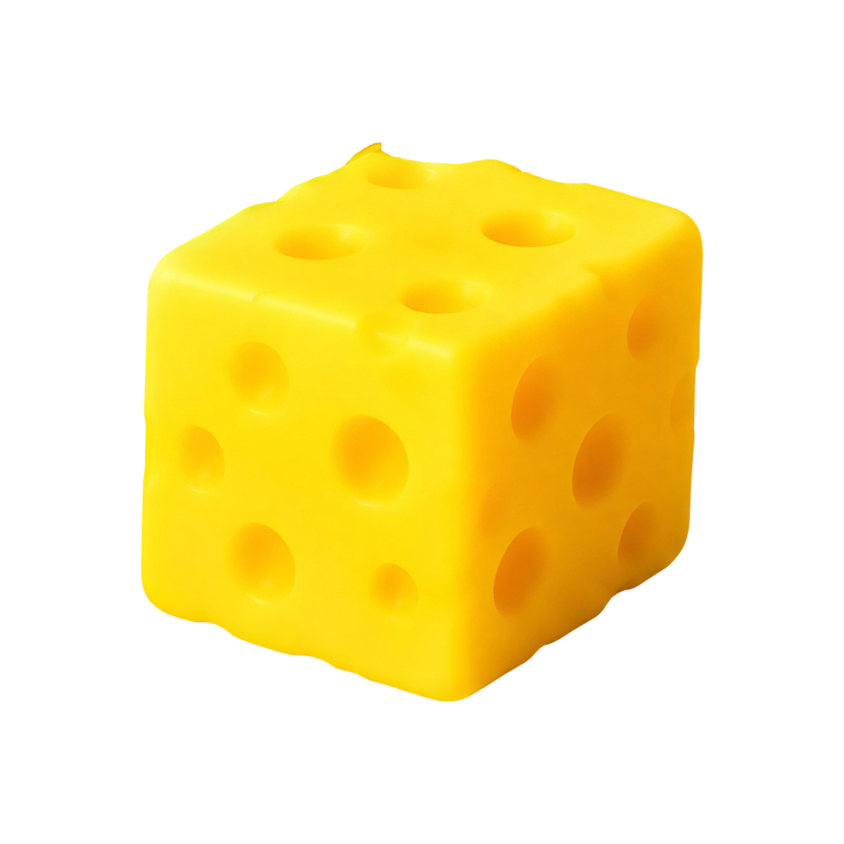 Gelber Squishy-K&auml;sew&uuml;rfel mit L&ouml;chern