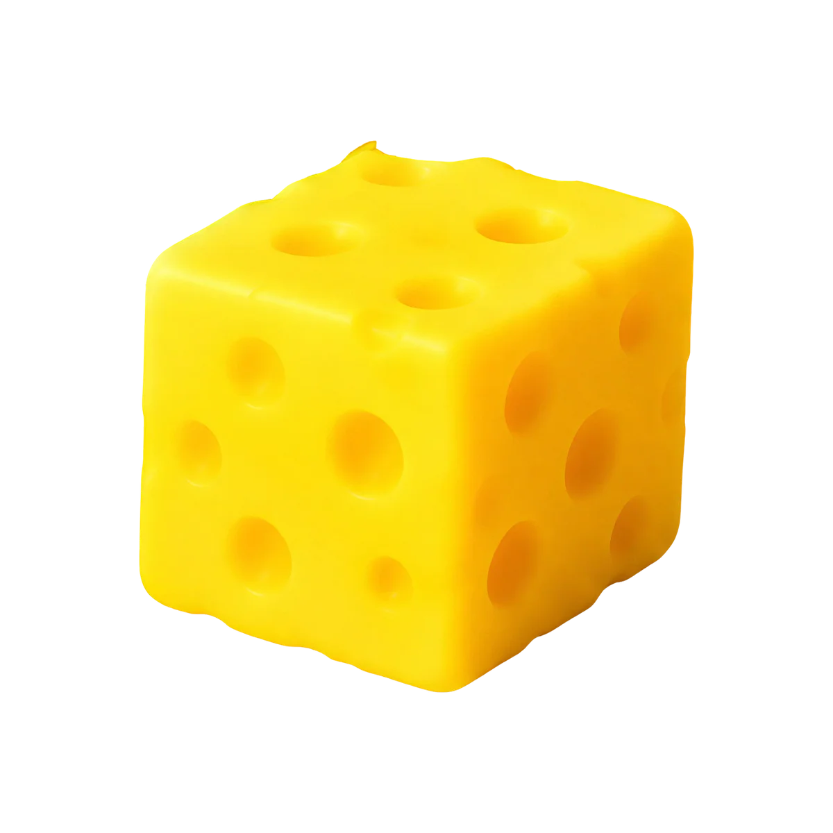 Gelber Squishy-K&auml;sew&uuml;rfel mit L&ouml;chern