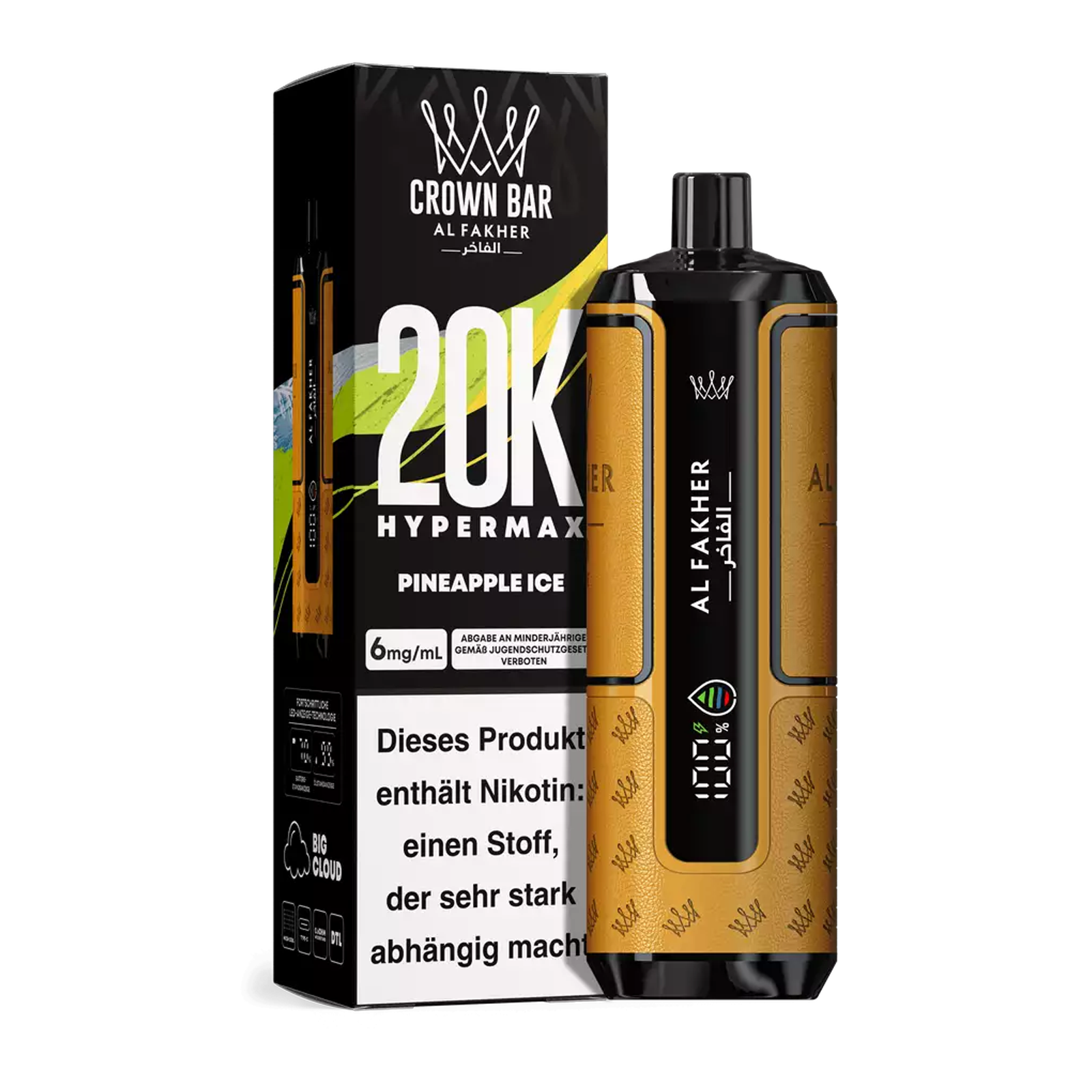 Al Fakher - Crown Bar - Hypermax - 20k - Pineapple Ice1